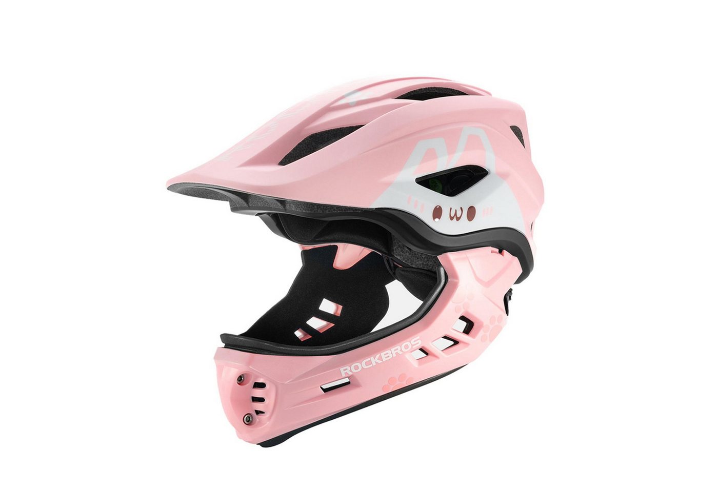 ROCKBROS Fahrradhelm TT-32001 Größe S in Rosa, Fullface Kinder MTB BMX Downhill Schutzhelm Helm Belüftet Leicht