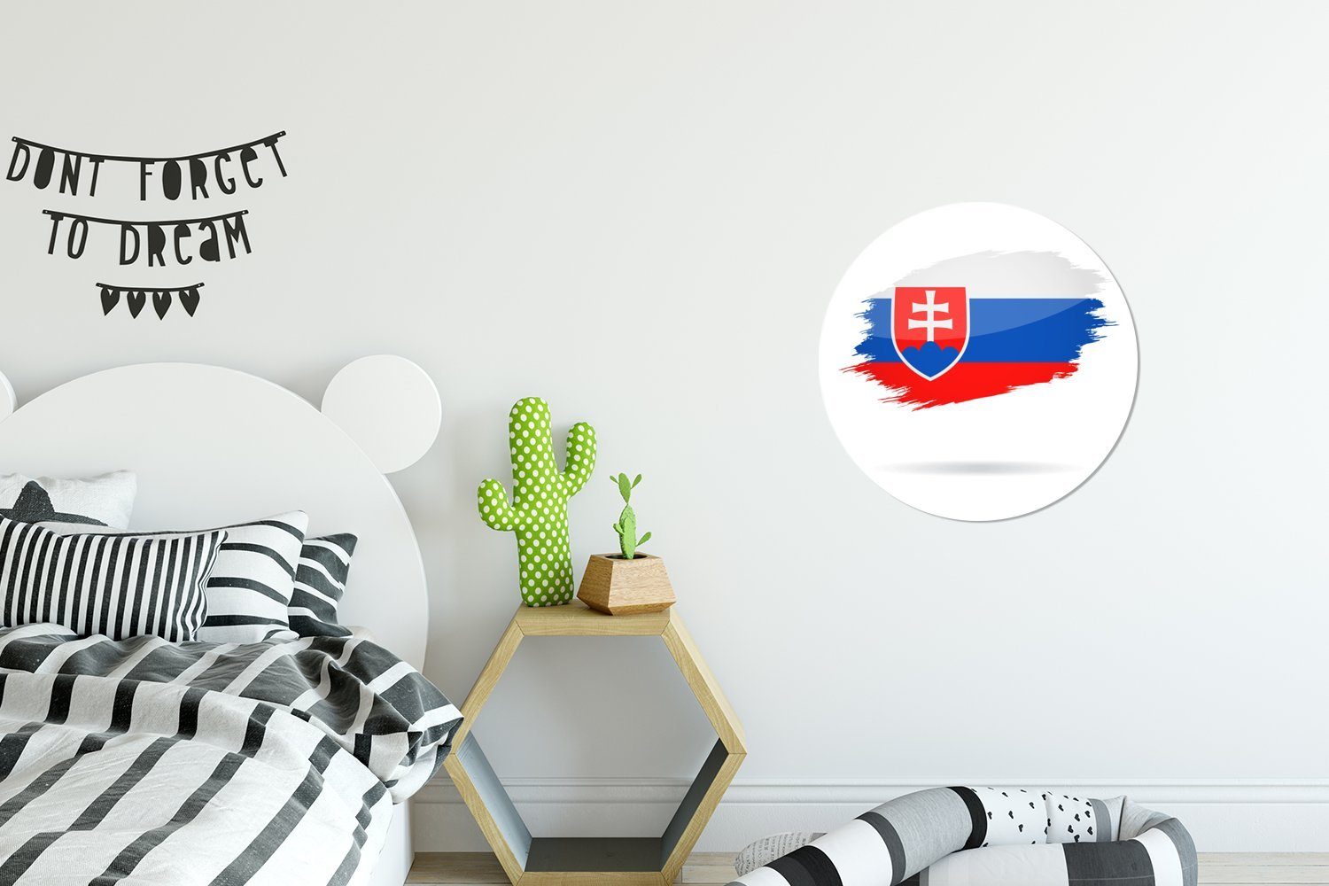Flagge der Tapetenaufkleber, Illustration Wandsticker (1 Wohnzimmer St), Slowakei Kinderzimmer, der MuchoWow Rund, für Tapetenkreis