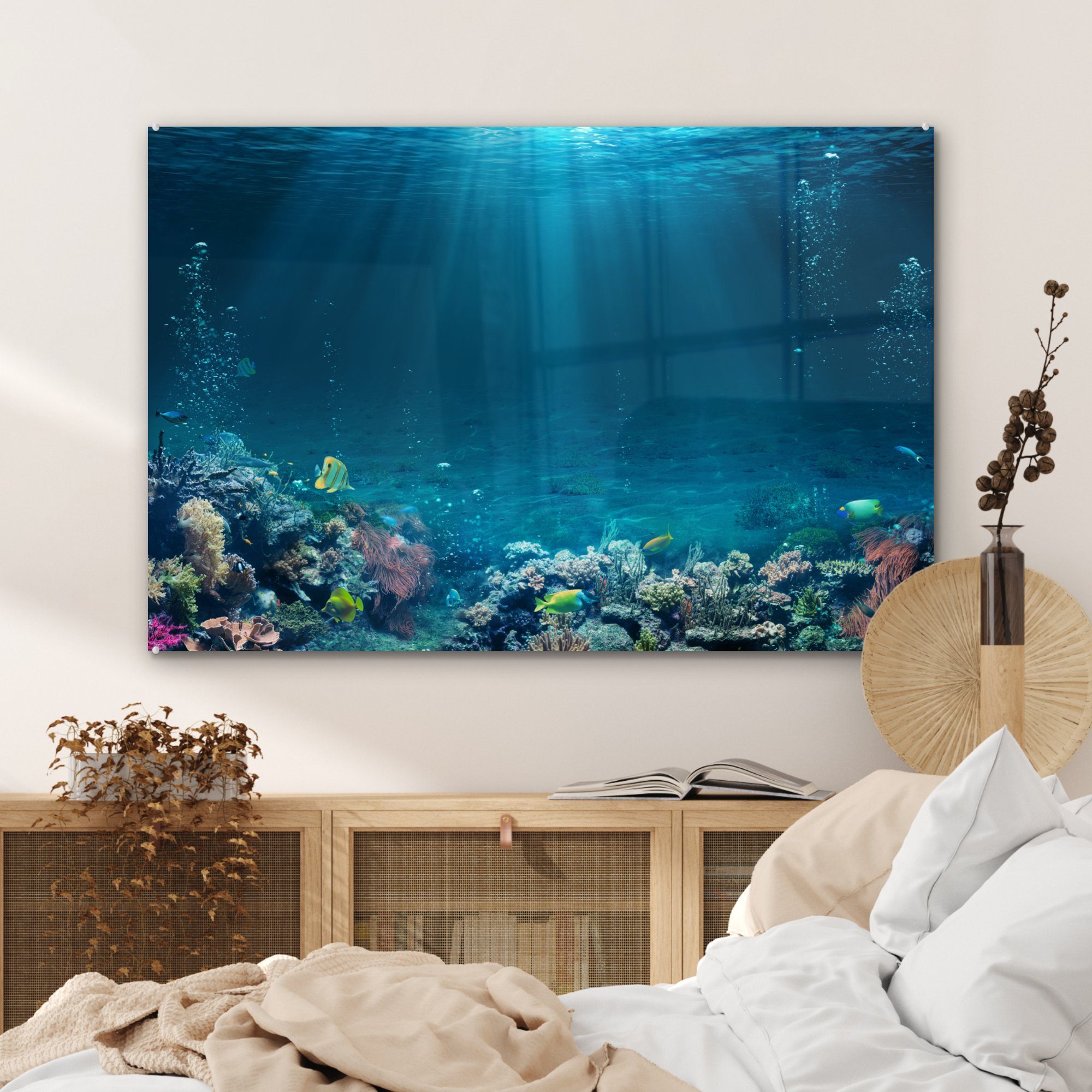 - (1 & Acrylglasbilder Wohnzimmer Ozean bunt Acrylglasbild MuchoWow - Korallen, Schlafzimmer Fische St),