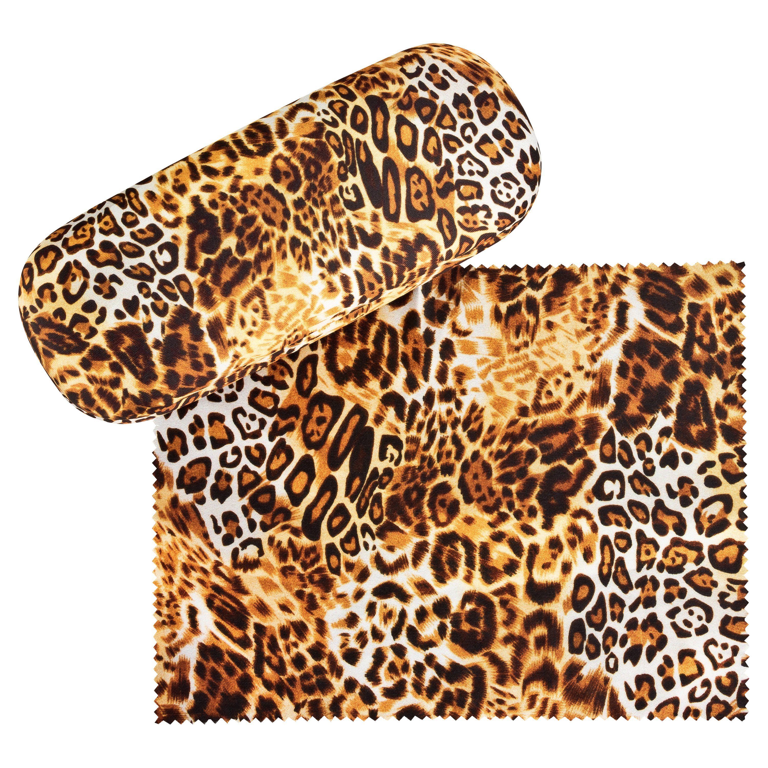von Lilienfeld Brillenetui Leopard Animalprint Raubkatze Brillenbox Brillenputztuch, stabiles mit Mikrofaser bezogenes Hardcase