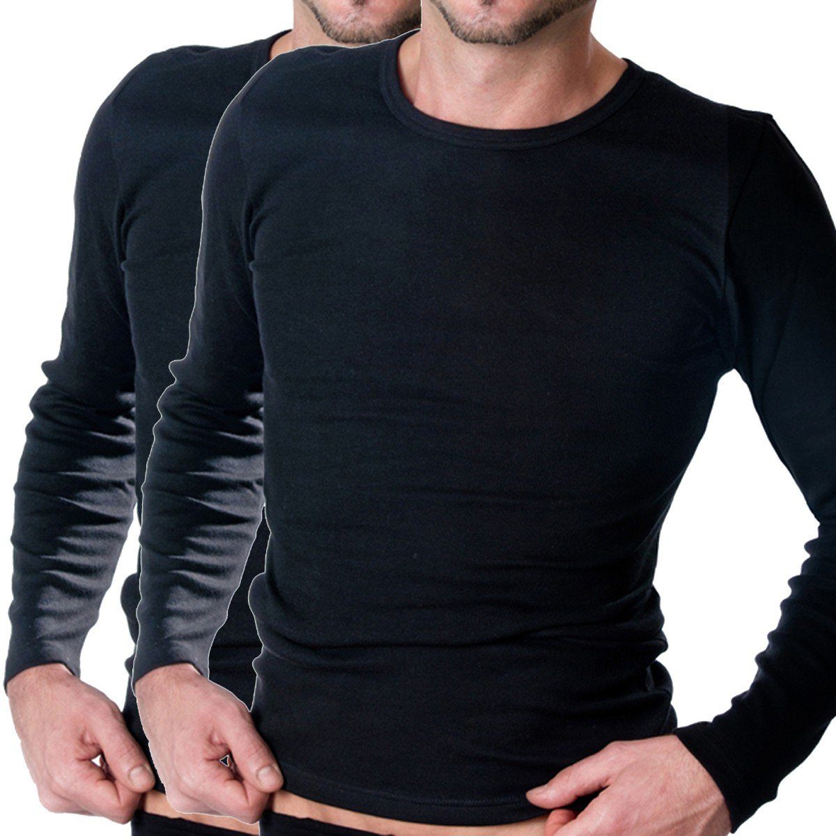 HERMKO Unterziehshirt 3640 2er Pack Herren langarm Shirt Longsleeve aus 100% Bio-Baumwolle