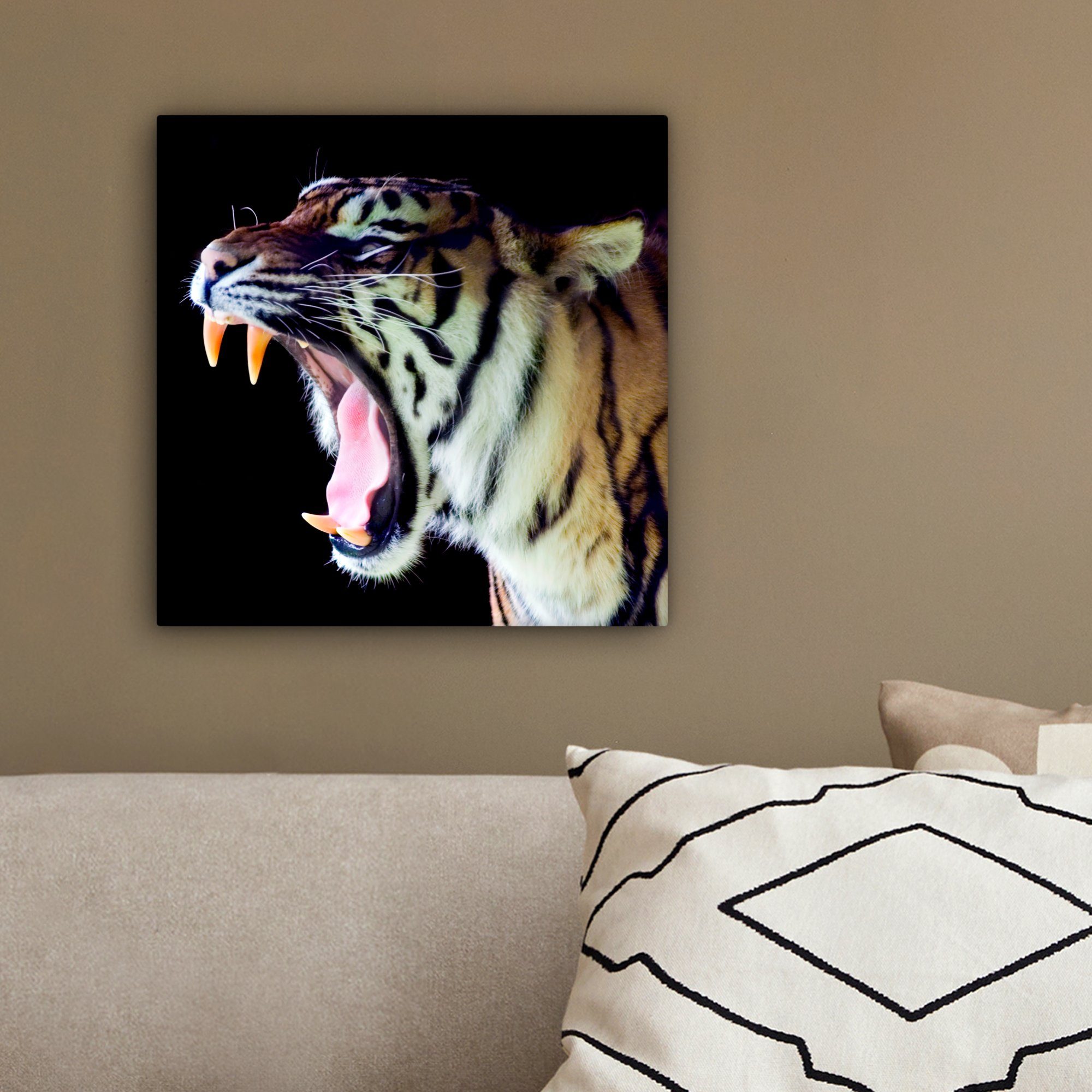 OneMillionCanvasses® Leinwandbild Bilder - - (1 Leinwand St), Schlafzimmer, Wohnzimmer Zähne für cm 20x20 Tiger Porträt