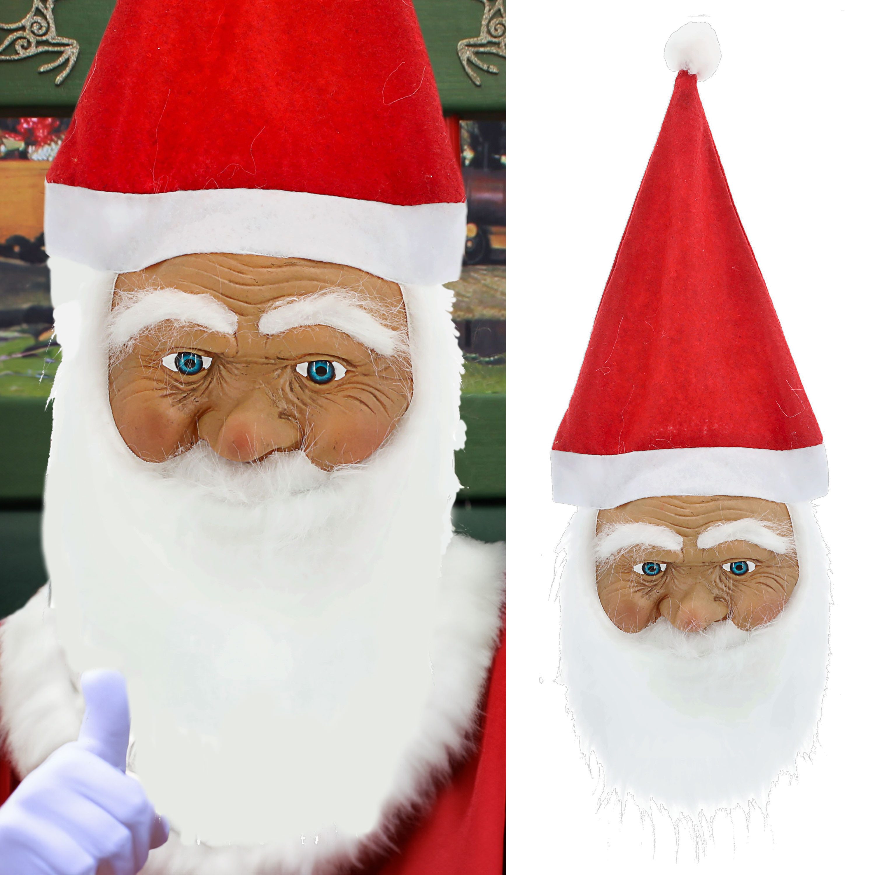 CEPEWA Verkleidungsmaske Latexmaske Santa Weihnachtsmann ca. 65cm unisex Latex Polyester Maske