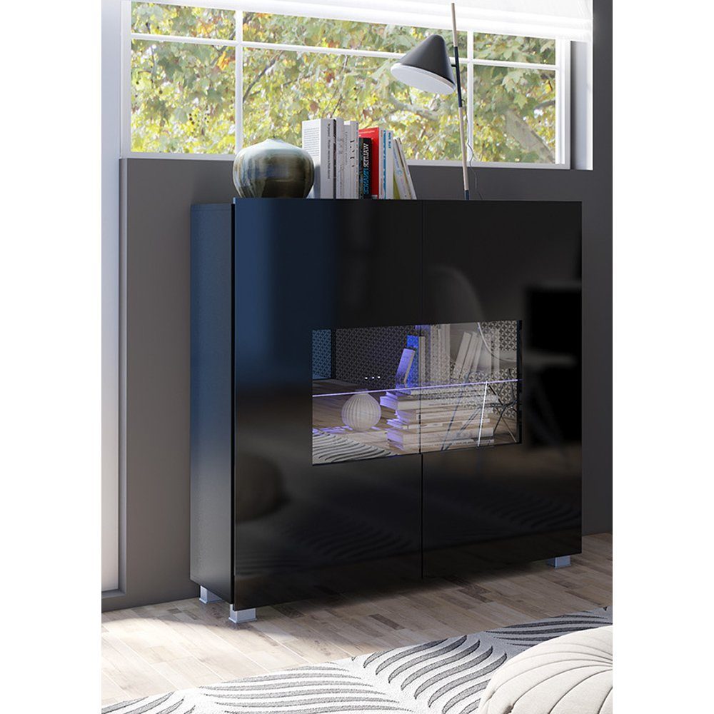 Lomadox Highboard CAIRNS-132, in schwarz Hochglanz, günstig online kaufen