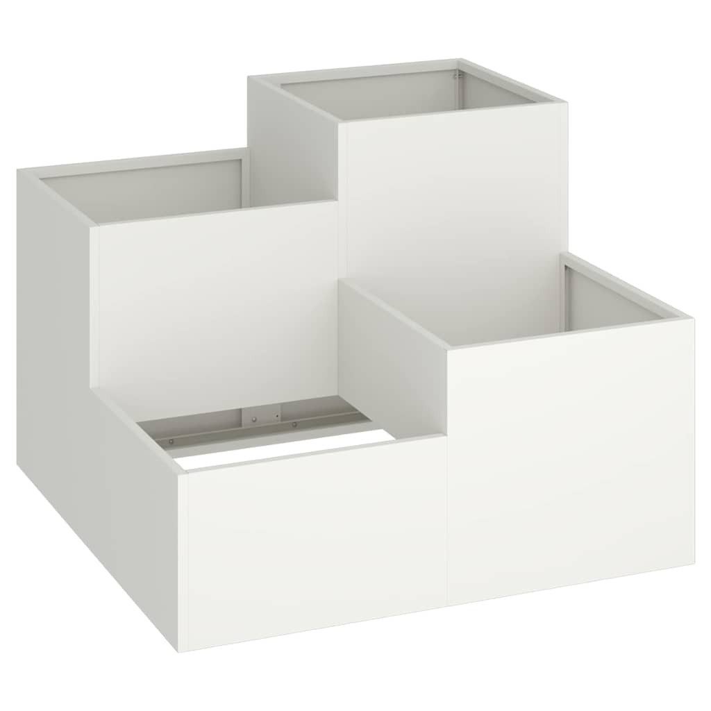 vidaXL Blumentopf Gartenblumentopf Weiß 80 x 80 x 60 cm Stahl (1 St)