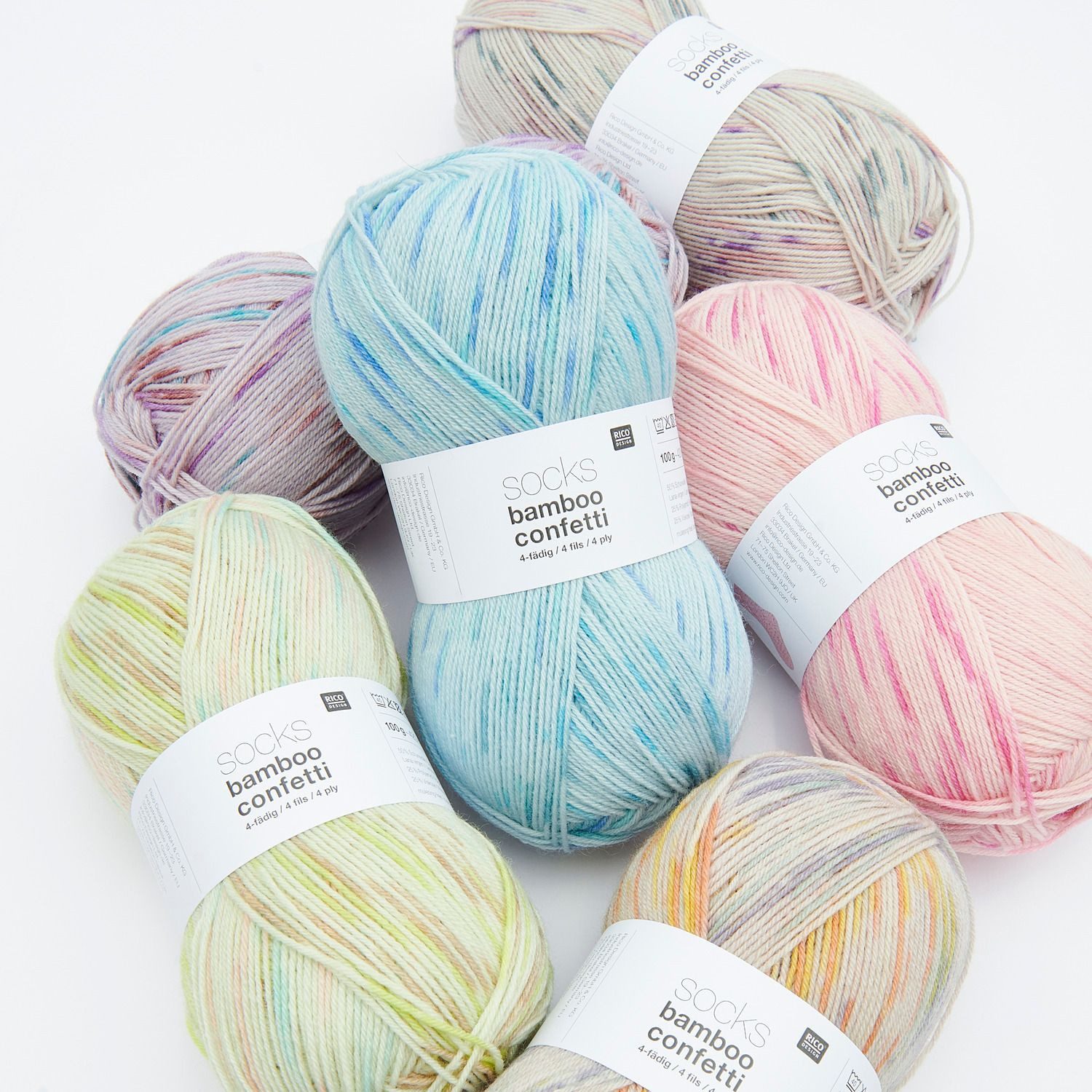 Rico Design 100g Rico Design Socks Bamboo Confetti - 4-fädig Effektgarn