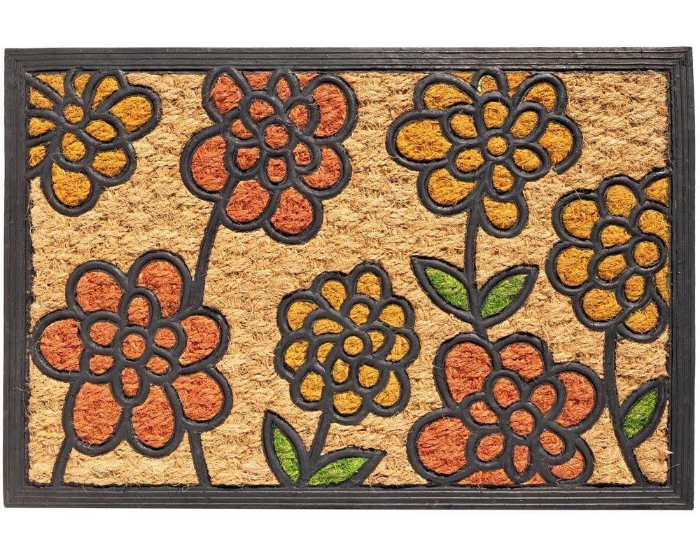 Fußmatte Fußmatte Kokos KOKOS Gummi IN- & OUTDOOR Blumen 40x60 cm,  matches21 HOME & HOBBY, rechteckig, Höhe: 10 mm, Lieferumfang: 1 Stk -  Größe (BxLxH): 40x60x1 cm - Farbe: bunt