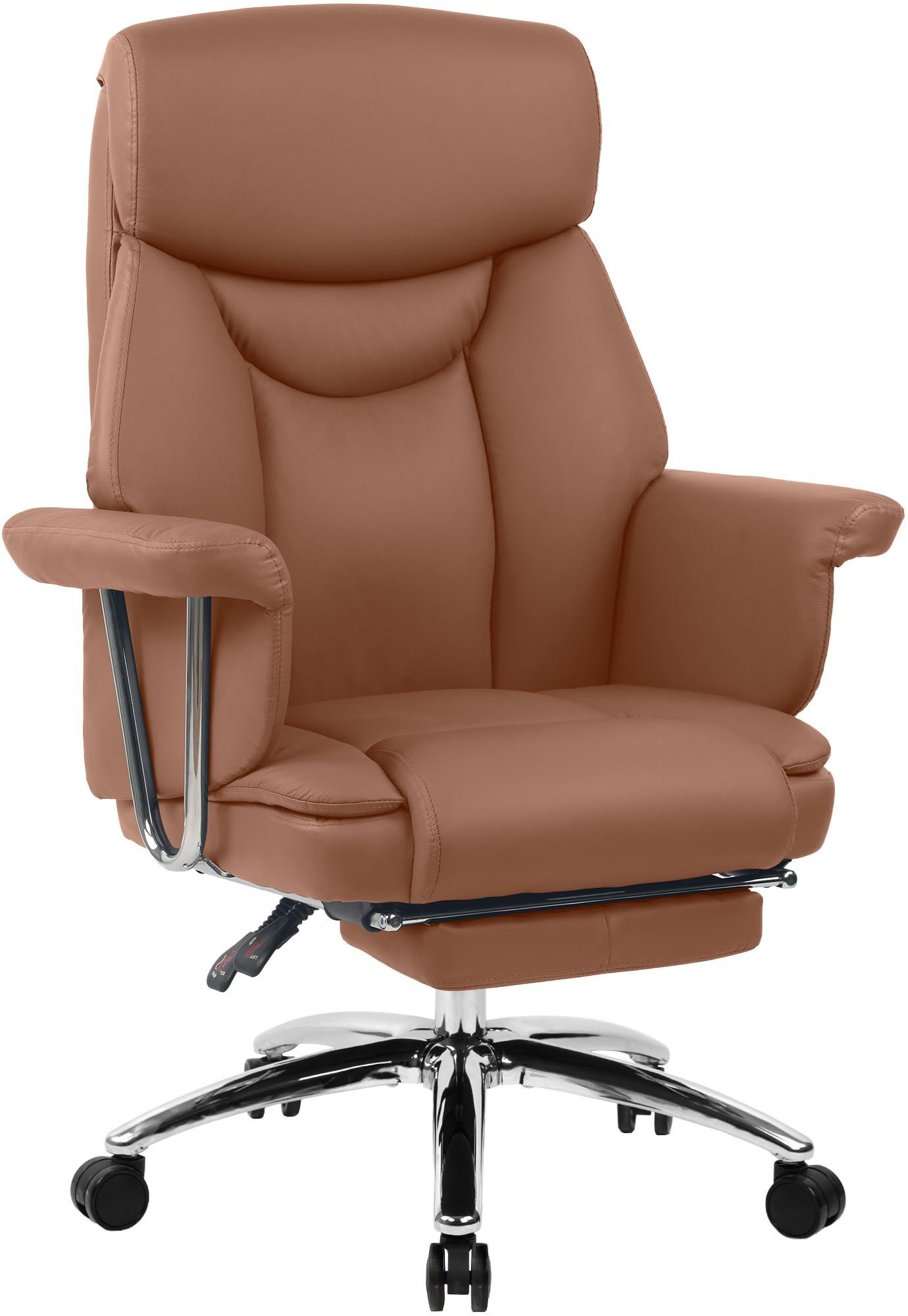 CLP Schreibtischstuhl Dahra (1er, 1 St), Lederbezug, Fußablage, höhenverstellbar