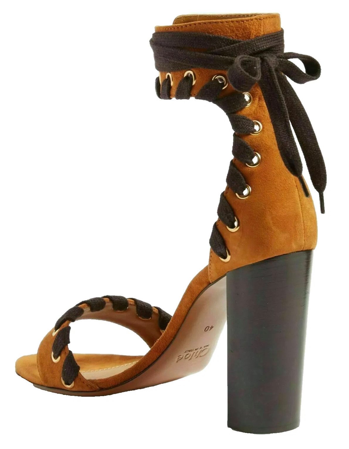 Chloé Miles Sandalen Veloursleder mit Whipstitch-Details und Schnürung High-Heel-Pumps Aufwendige Whipstitch-Nähte und feminine Schnürung
