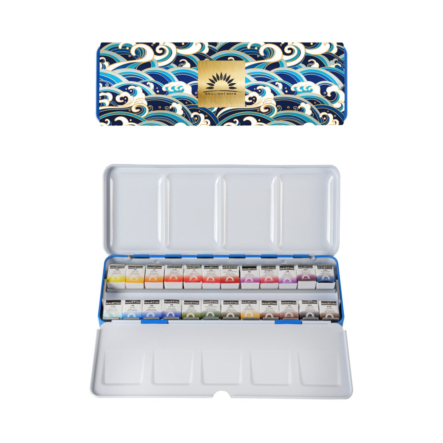 Mairtini Aquarellfarbe Set - 24 brillante Цвета in halben Näpfchen - Verpackung in Blau/ Rot, Intensive, lichtechte Цвета für beeindruckende Kunstwerke