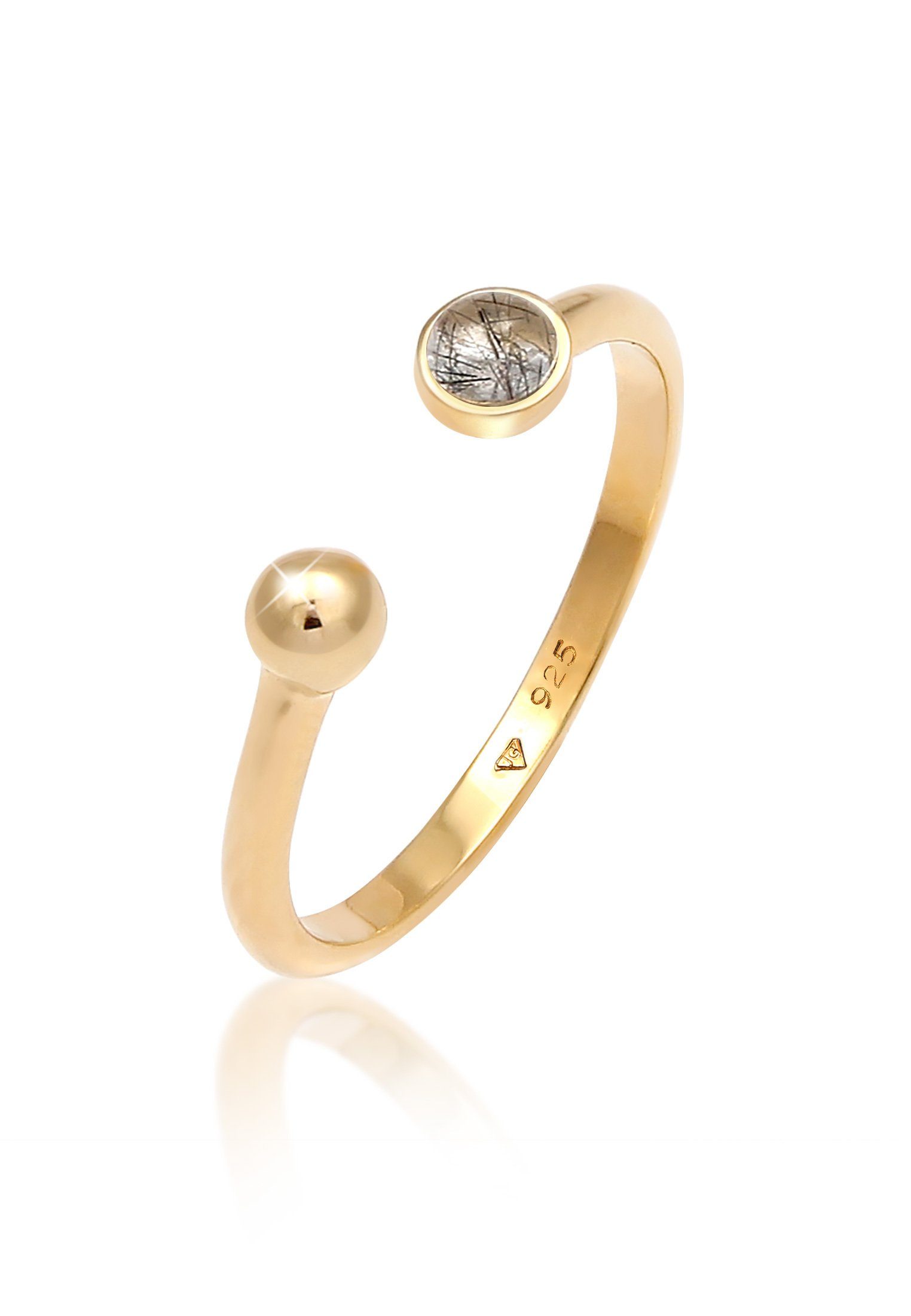 ELLI Fingerring Offen Verstellbar Turmalin Quarz Kugel 925 Silber Kugel mehr