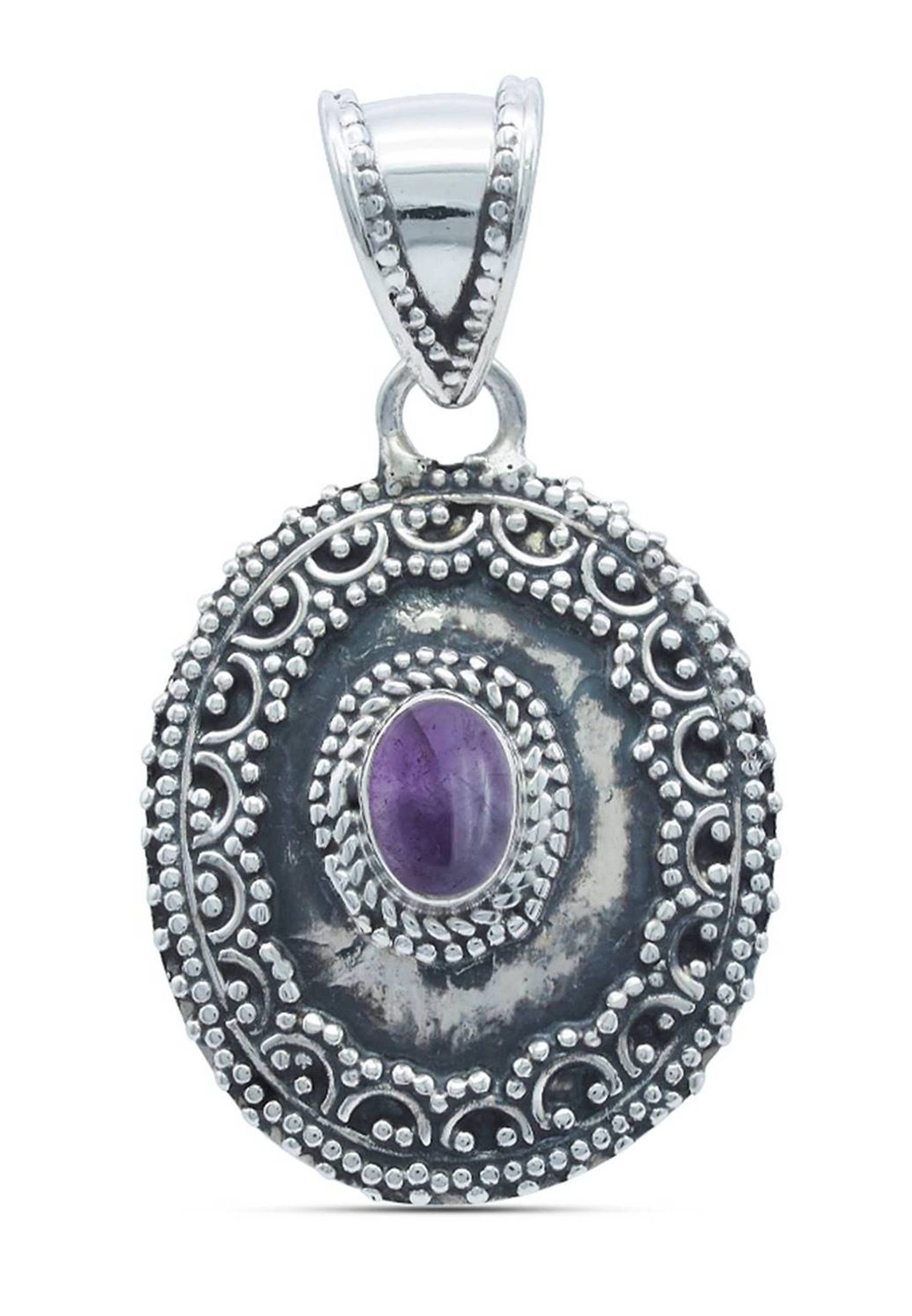 Amethyst mantraroma Kettenanhänger Silber 925er mit