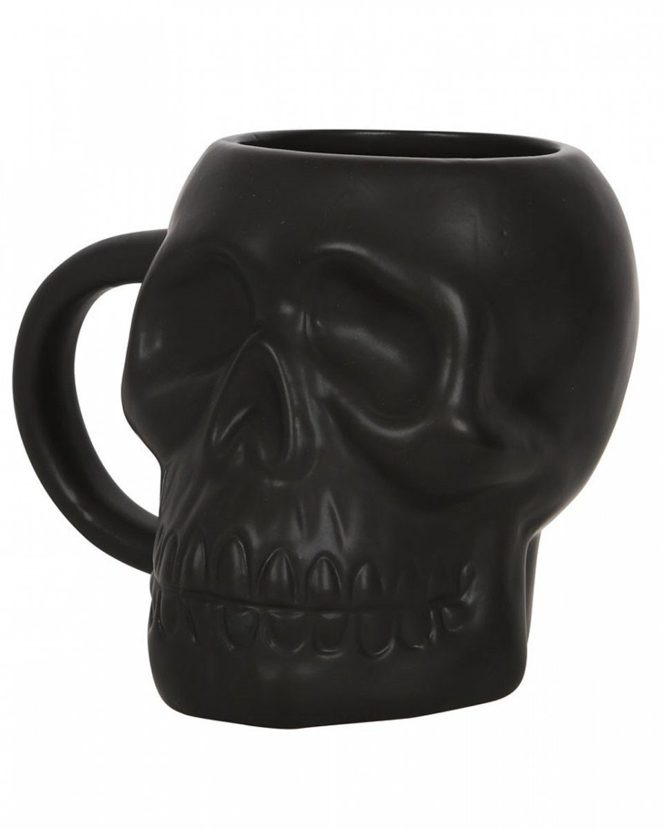 Horror-Shop Geschirr-Set matte Tasse Totenkopf als Lieblingstasse, Keramik Schwarze