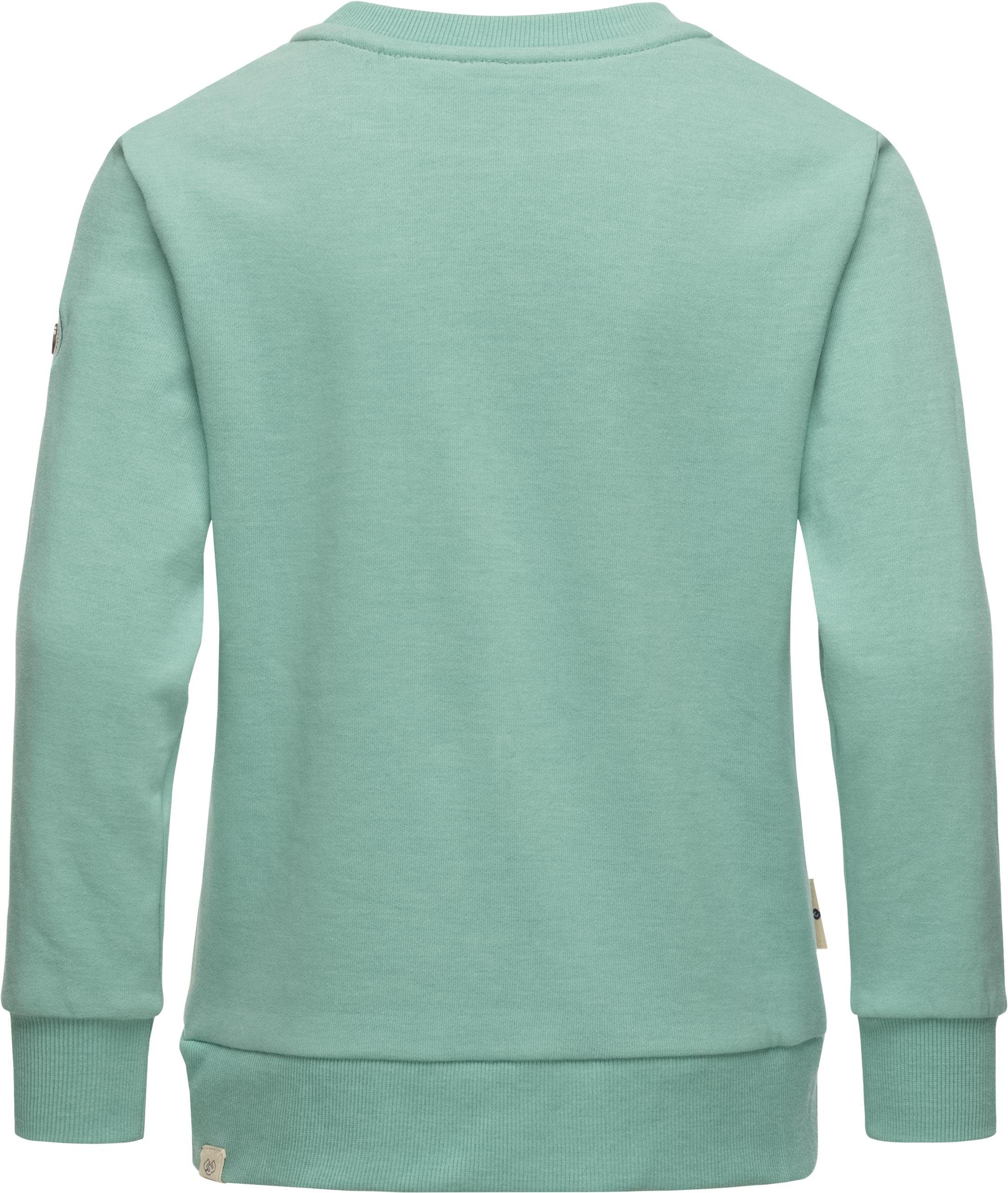 Print mit Print Organic Sweater Sweatshirt Ragwear coolem stylisches Mädchen Evka blau