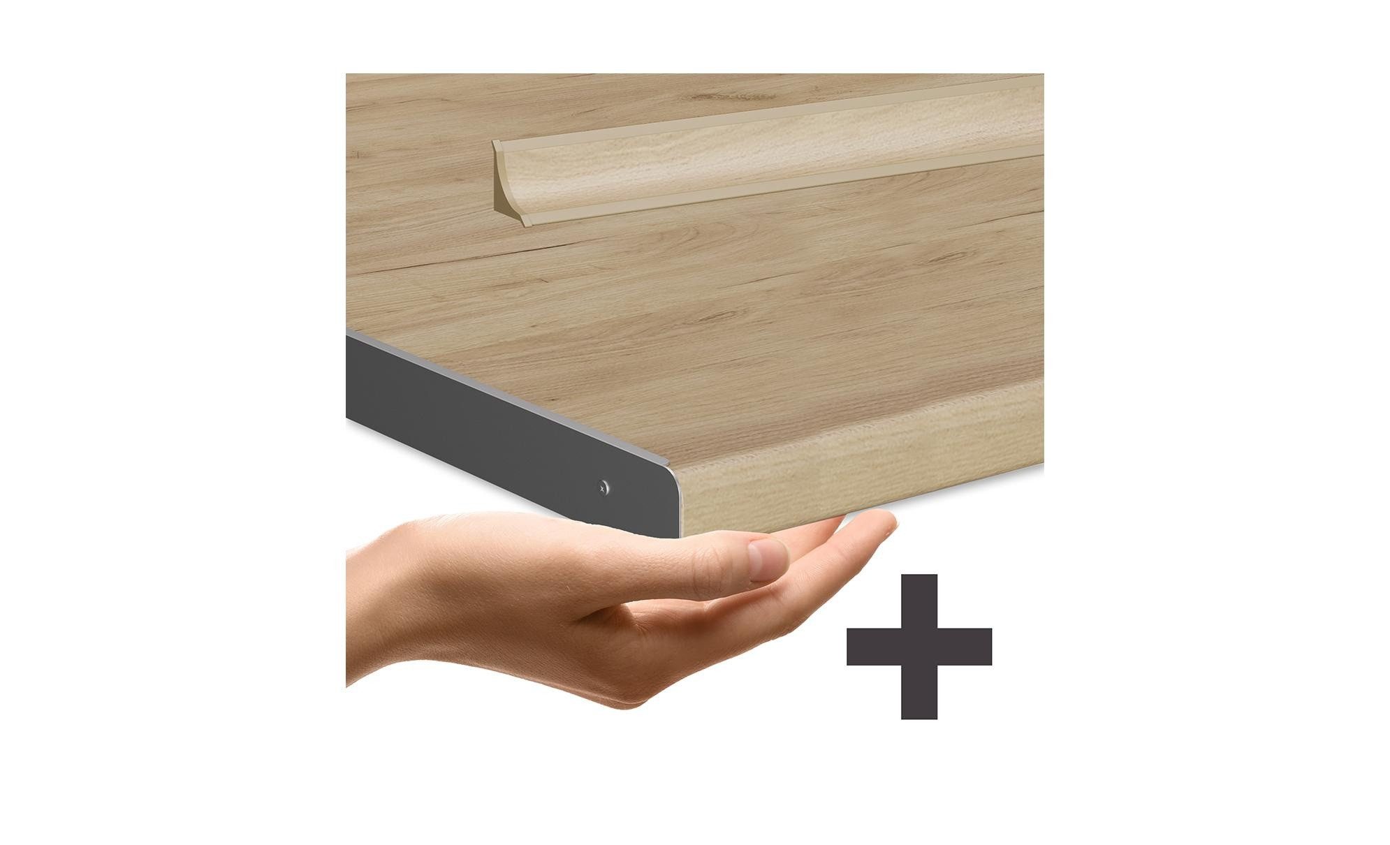 Vicco Küchenzeile R-Line, Goldkraft Eiche/Weiß/Weiß, 300 cm AP Eiche