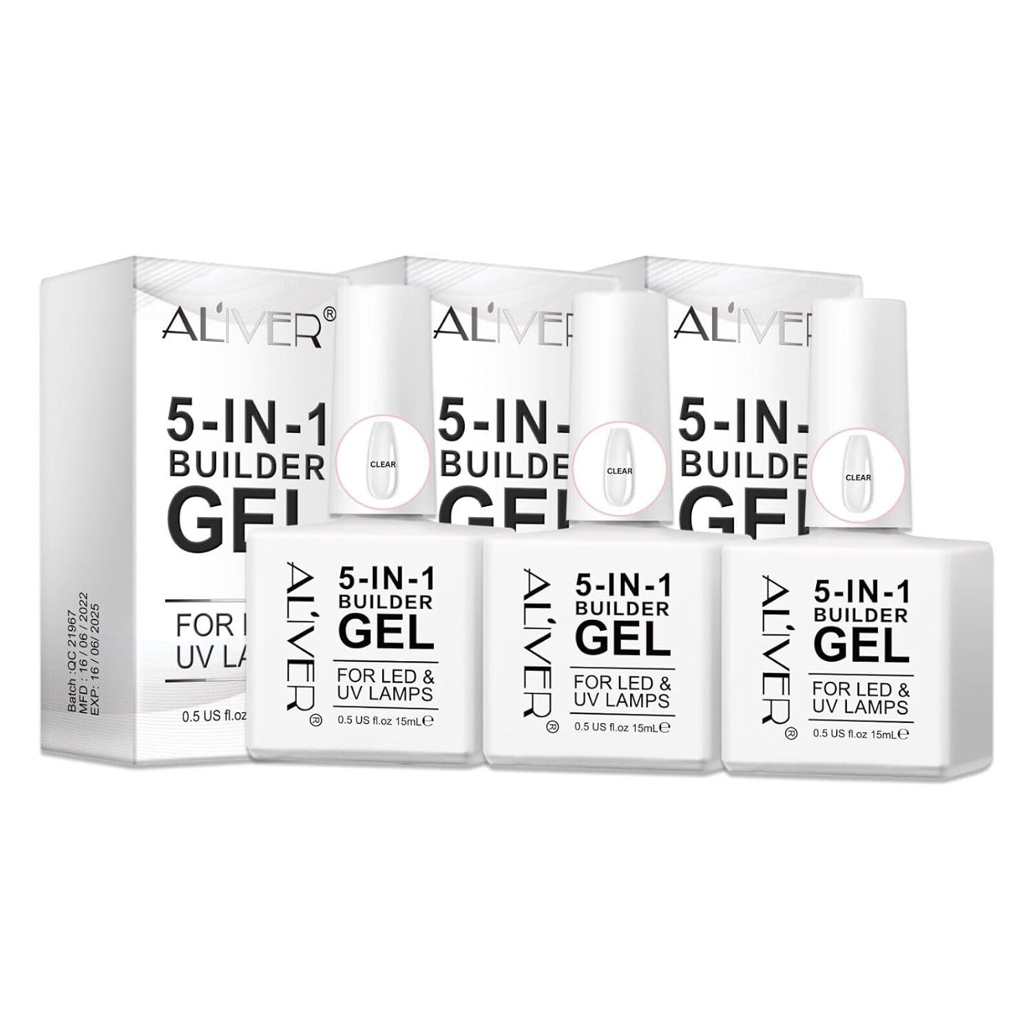 ALIVER Gel-Nagellack Nagelaufbau 5-in-1 Stärkendes Builder Nail Gel in 3 Farben