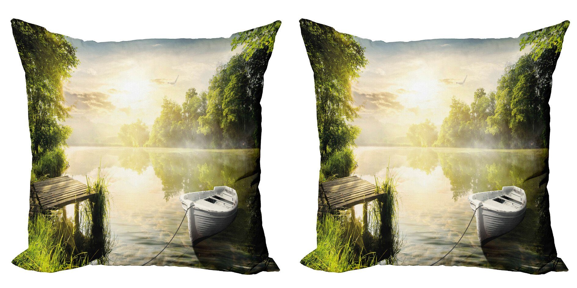 Abakuhaus Stück), Digitaldruck, von Accent Deck Doppelseitiger Kissenbezüge Boot Foggy Modern Natur (2 See
