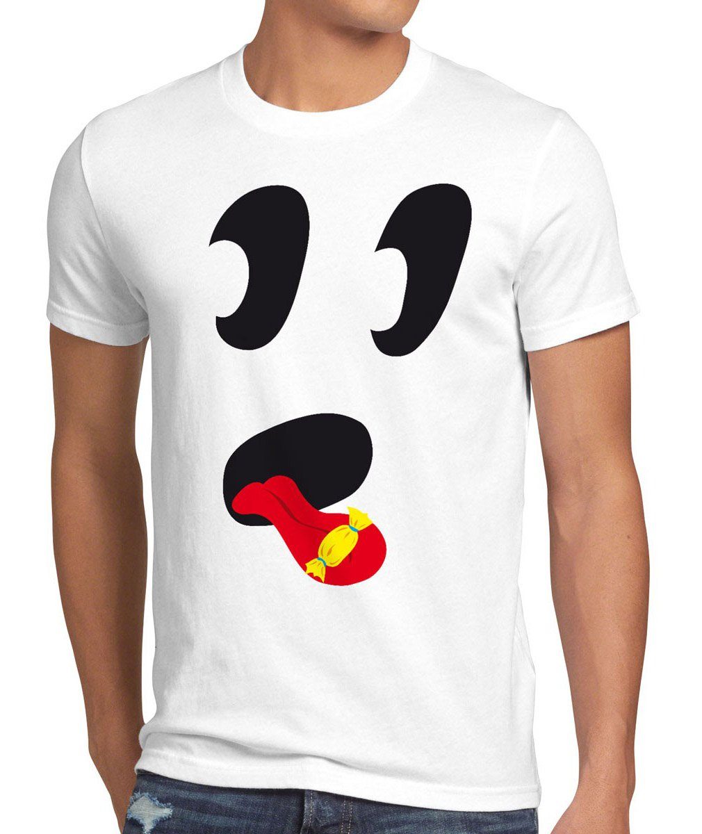 Gag style3 Geist Halloween Süßer Herren Kopf Fun weiß Party T-Shirt Gesicht Print-Shirt Fasching Kostüm
