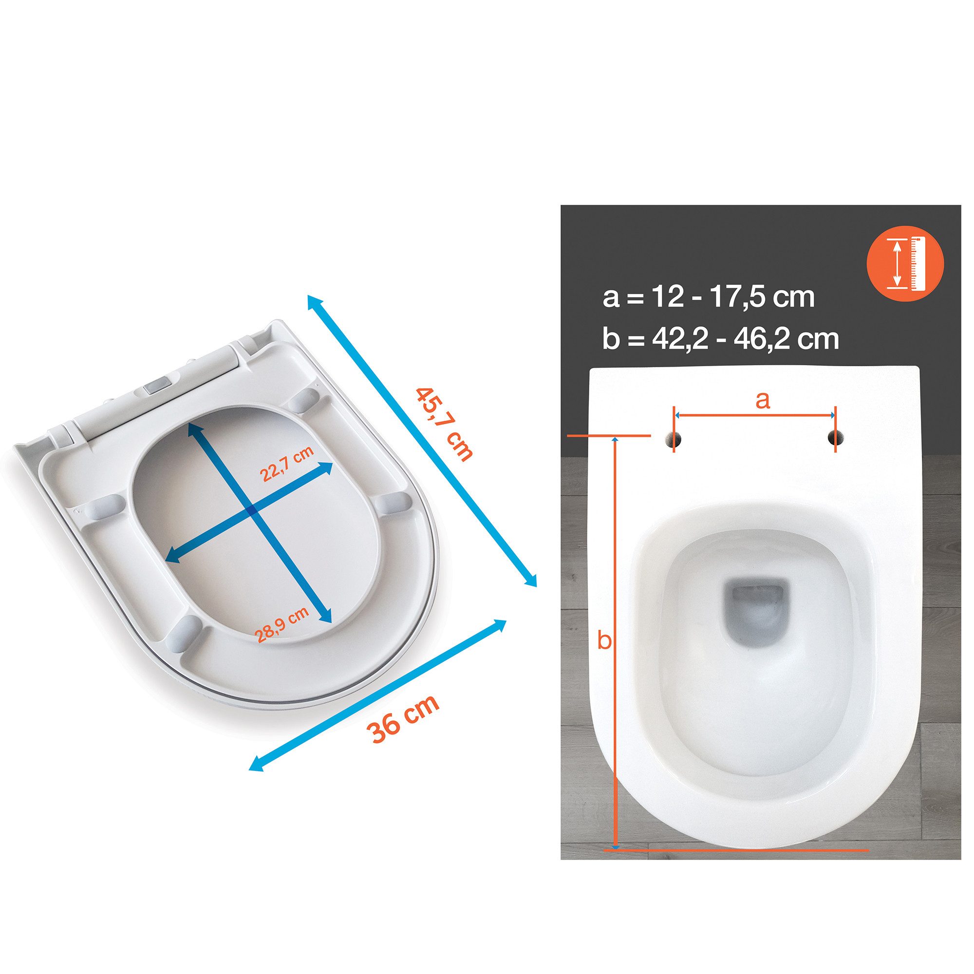 Aqua Bagno WC-Sitz Softclose Toilettendeckel abnehmbarer WC-Sitz (WC-Sitz, WC-Deckel, 1-St) – Bild 5 von 5