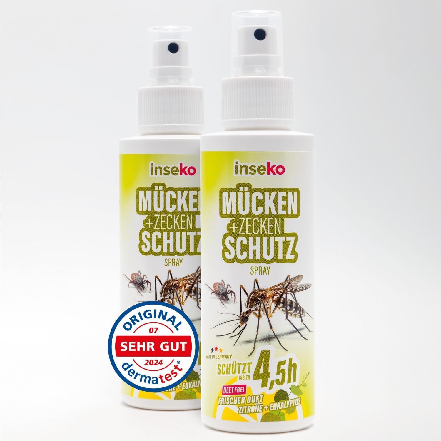 Inseko Insektenschutz-Spray 2x inseko Mücken- & Zeckenschutz Spray I DEET frei, Insektenschutz für Haut und Kleidung