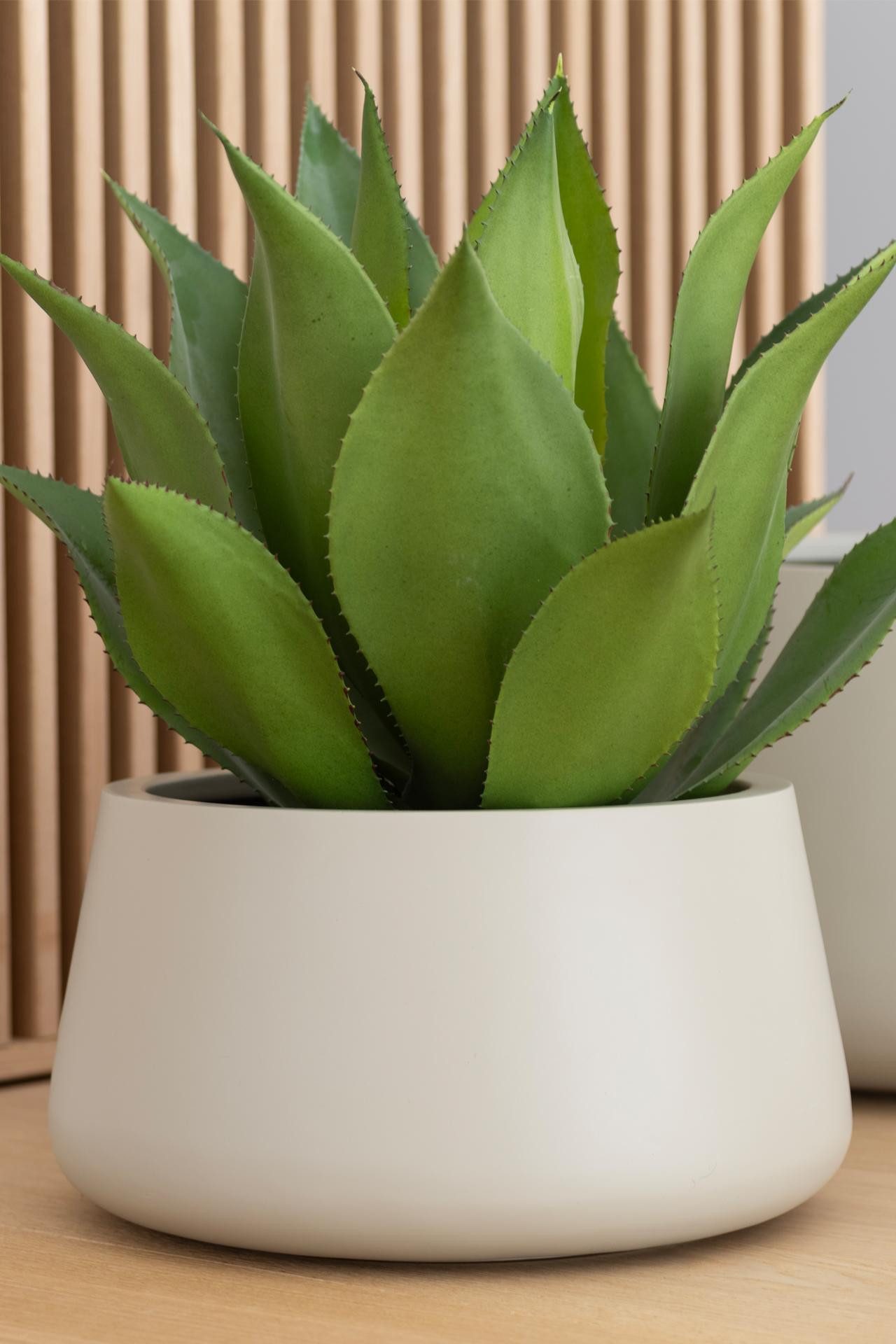 VIVANNO Blumentopf Fiberglas GORDO Rund - Creme (1 St), 38x21 cm