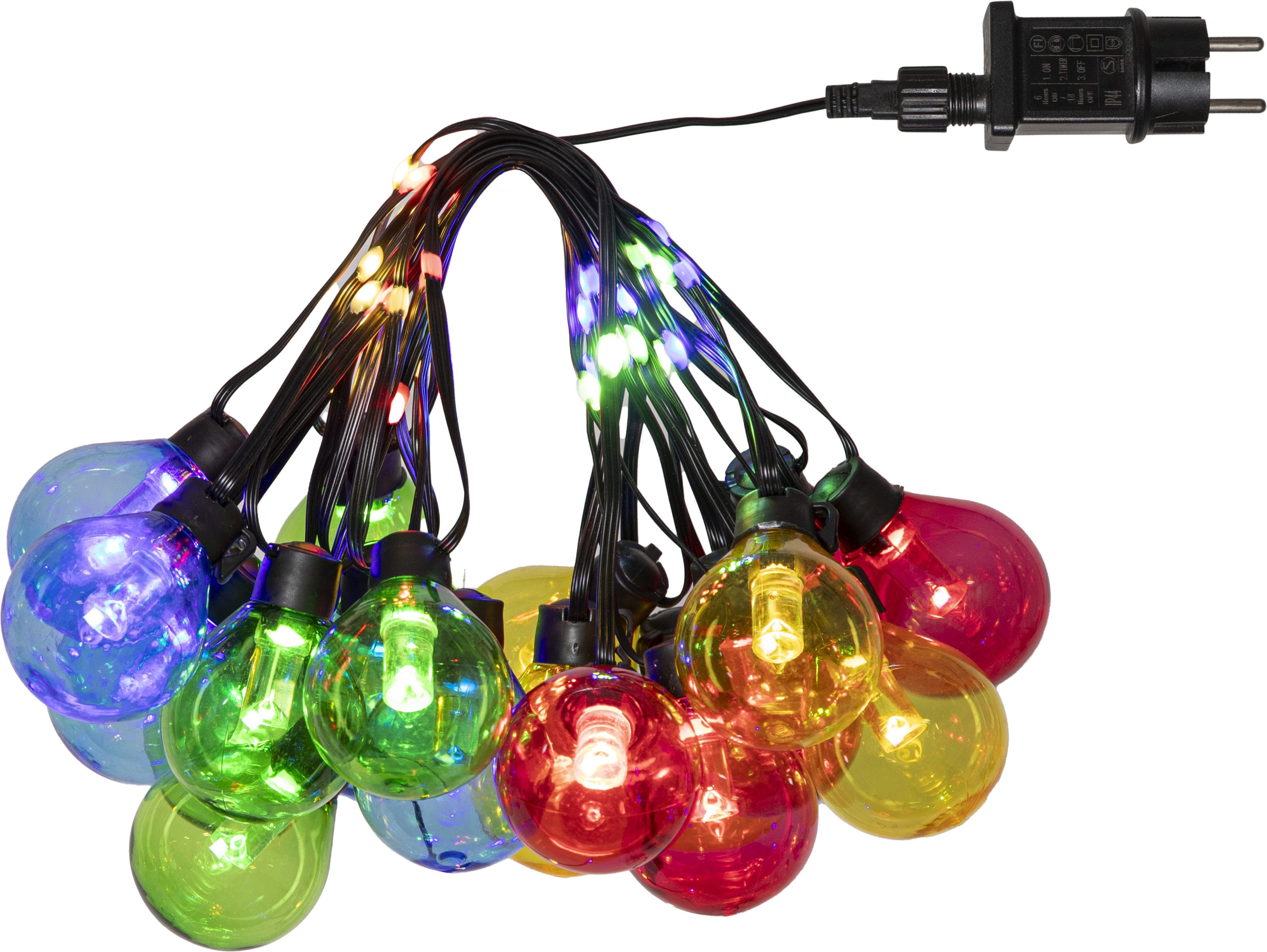 STAR TRADING LED-Lichterkette Bolla, 60-flammig, Kunststoff, Länge ca. 5,3 m + 5 m Zuleitung, Trafo, outdoor