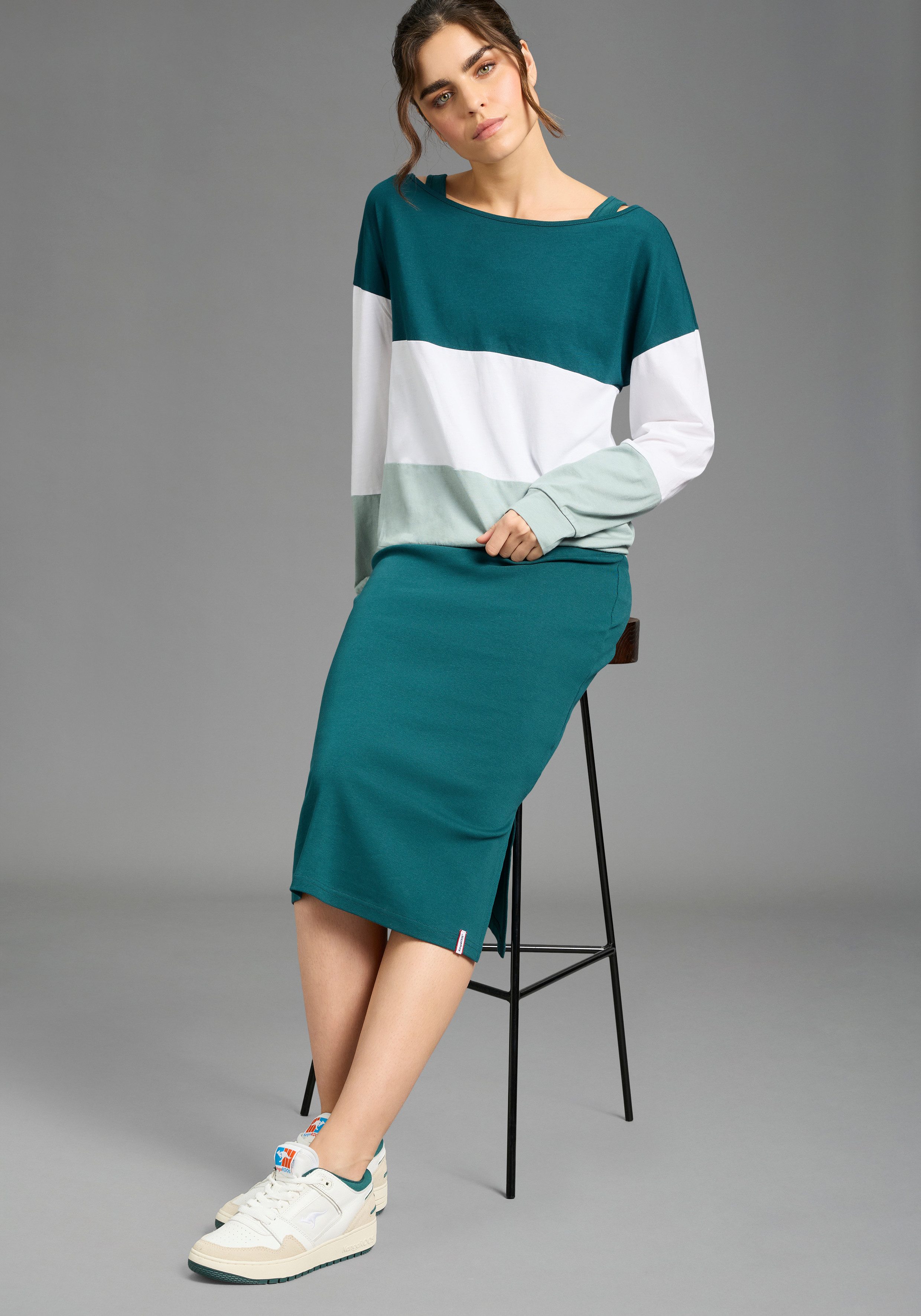 KangaROOS 2-in-1-Kleid (Set, 2-tlg) mit Streifenshirt im Lagenlook