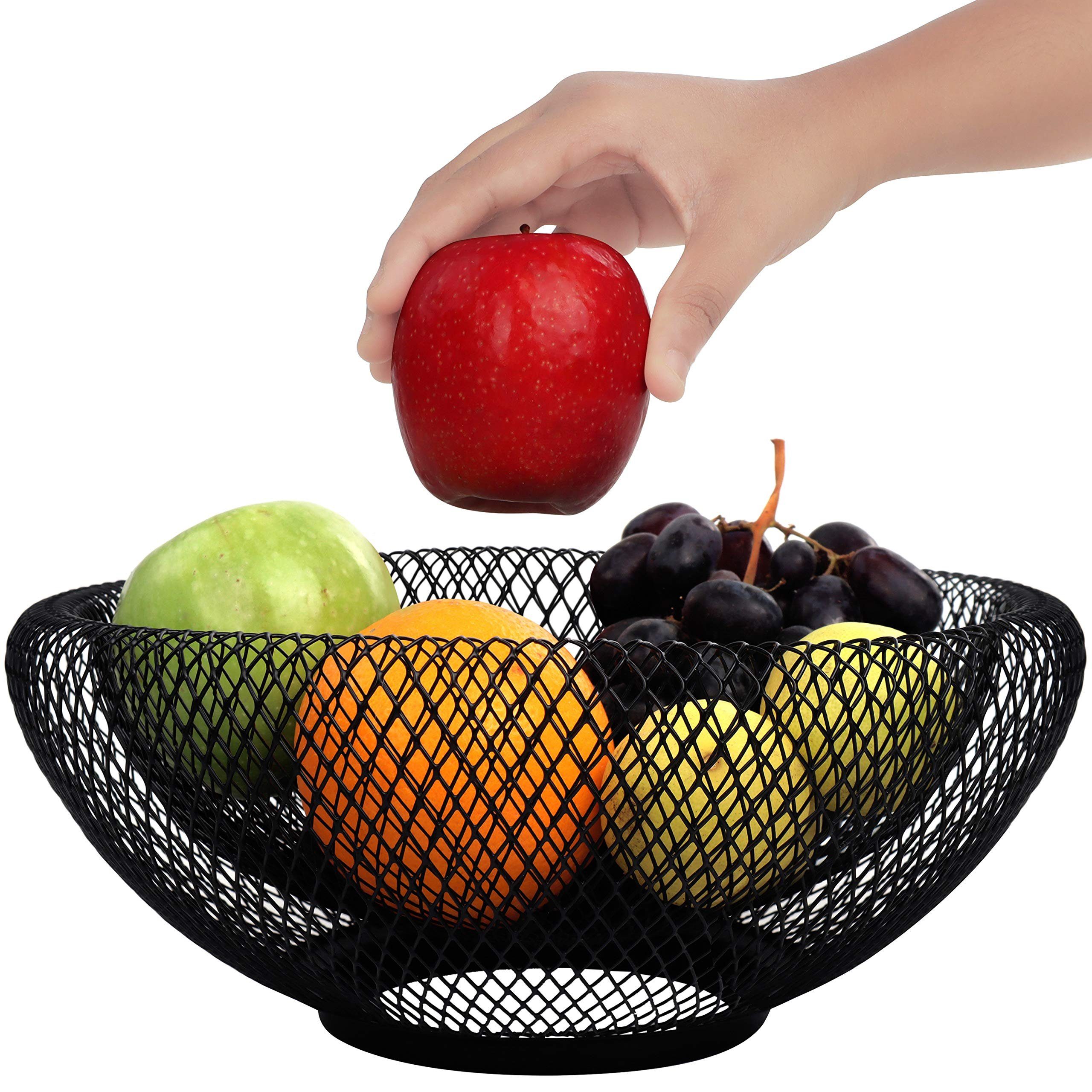 Belle Vous Vorratsdose Wire for Wire Kitchen, Glas, Bowl Decor, - 24cm Fruit Fruit Bowl Round Round 24cm Storage
