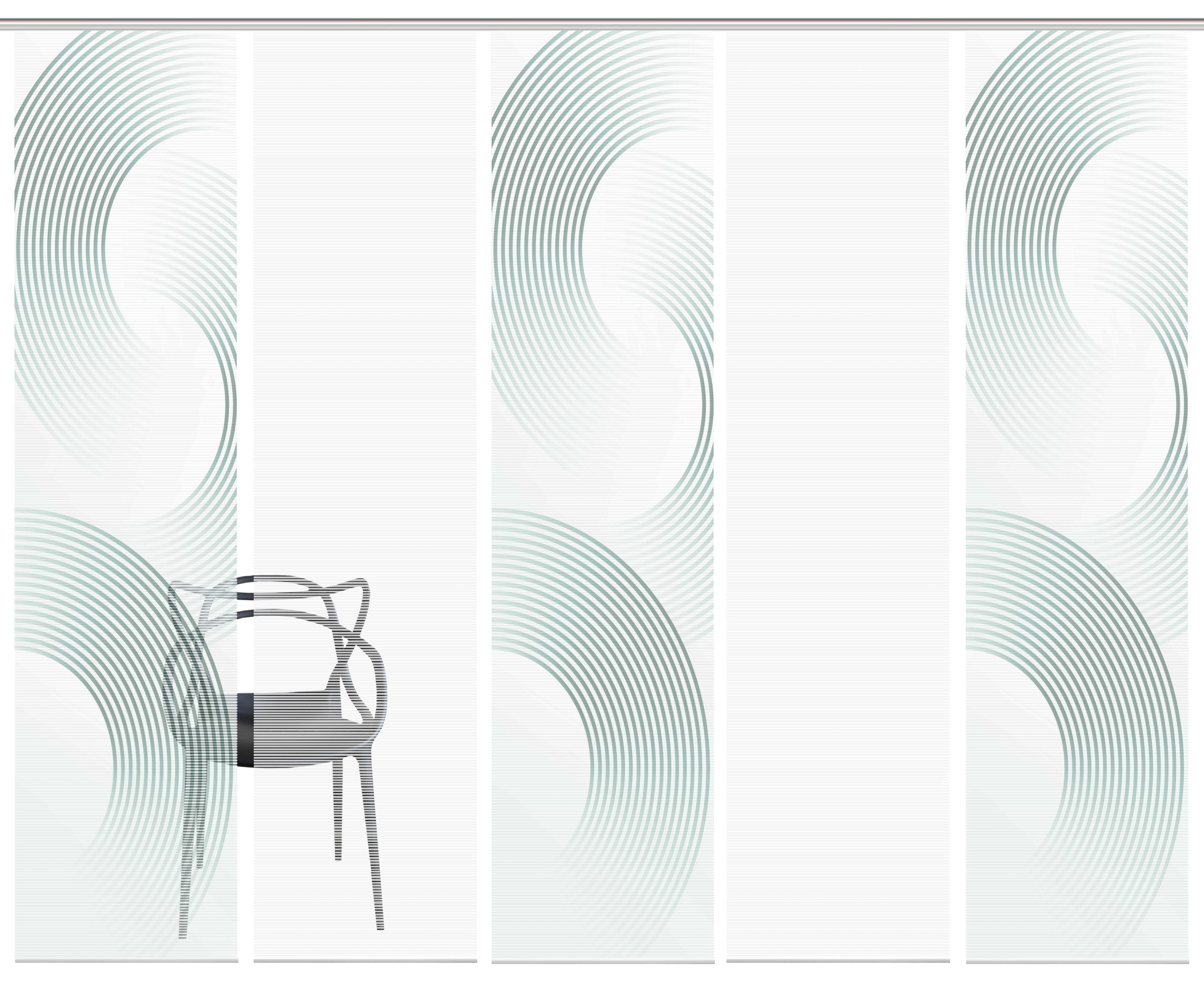 Vision Schiebegardine BEXON (5 St), Paneelwagen, halbtransparent, SET,SCHIEBEVORHANG,BAMBUS,DIGITALDRUCK