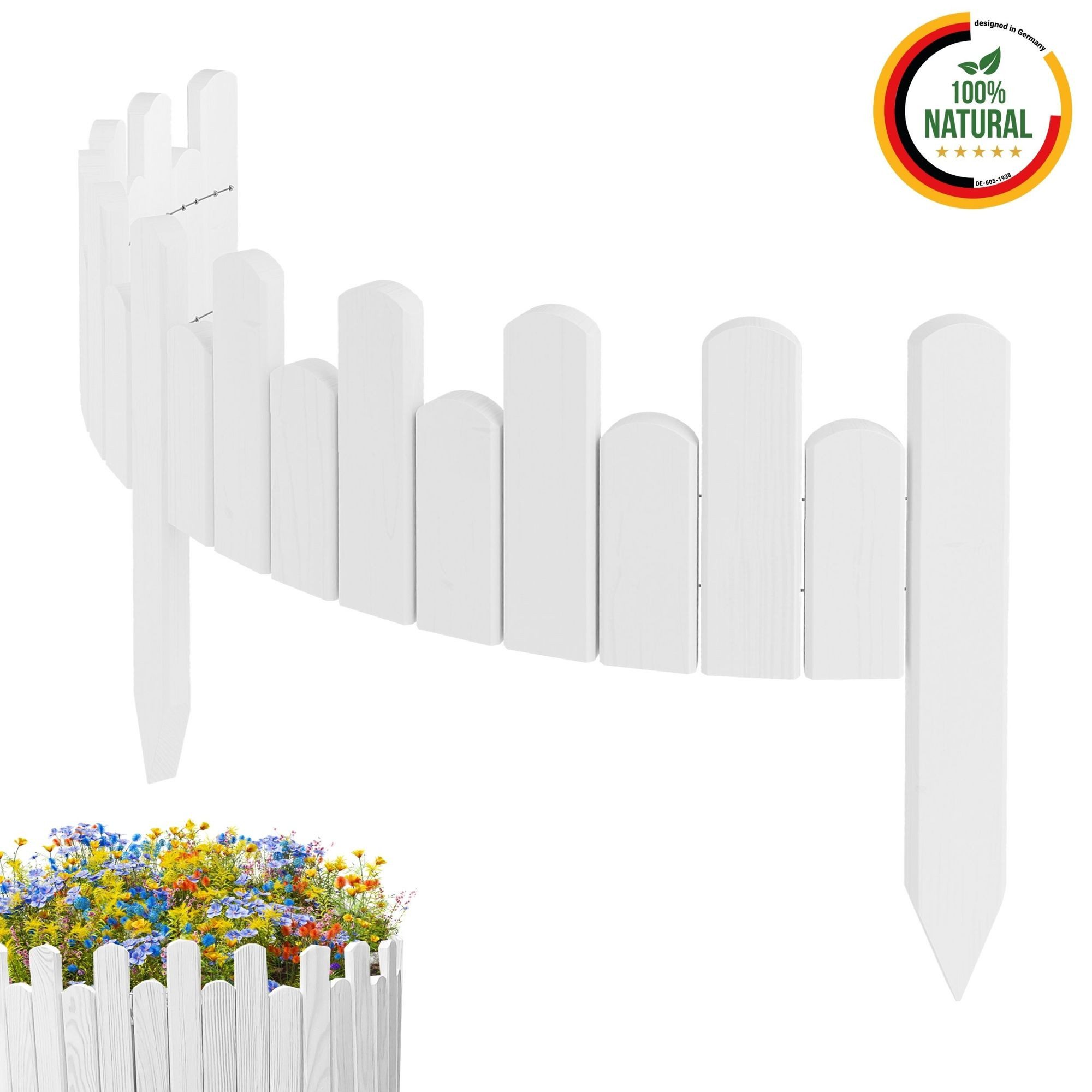 Floranica Palisade Beeteinfassung Rasenkante Flexible Holzzaun günstig online kaufen