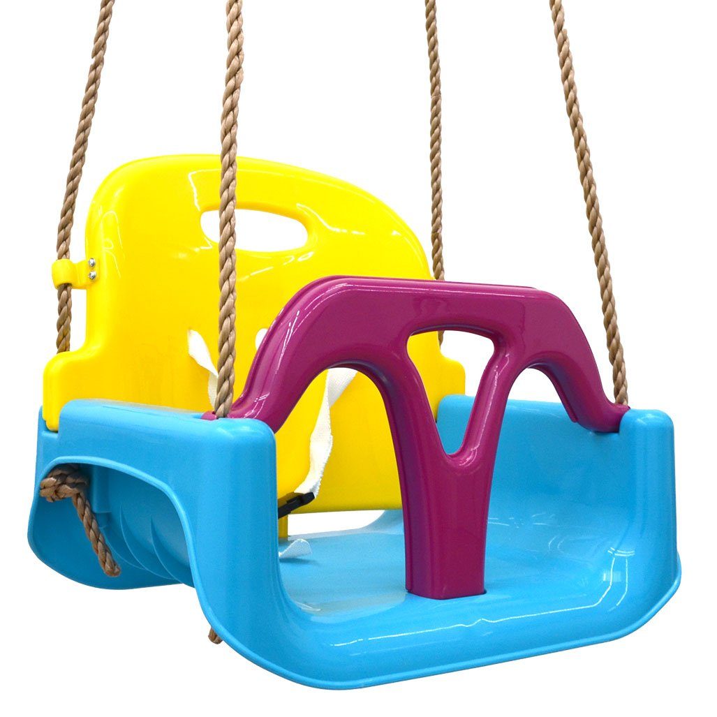 LittleTom Babyschaukel 3-in-1 Kinderschaukel Baby Garten Kinder Indoor, 40x43x33cm Blau-Gelb