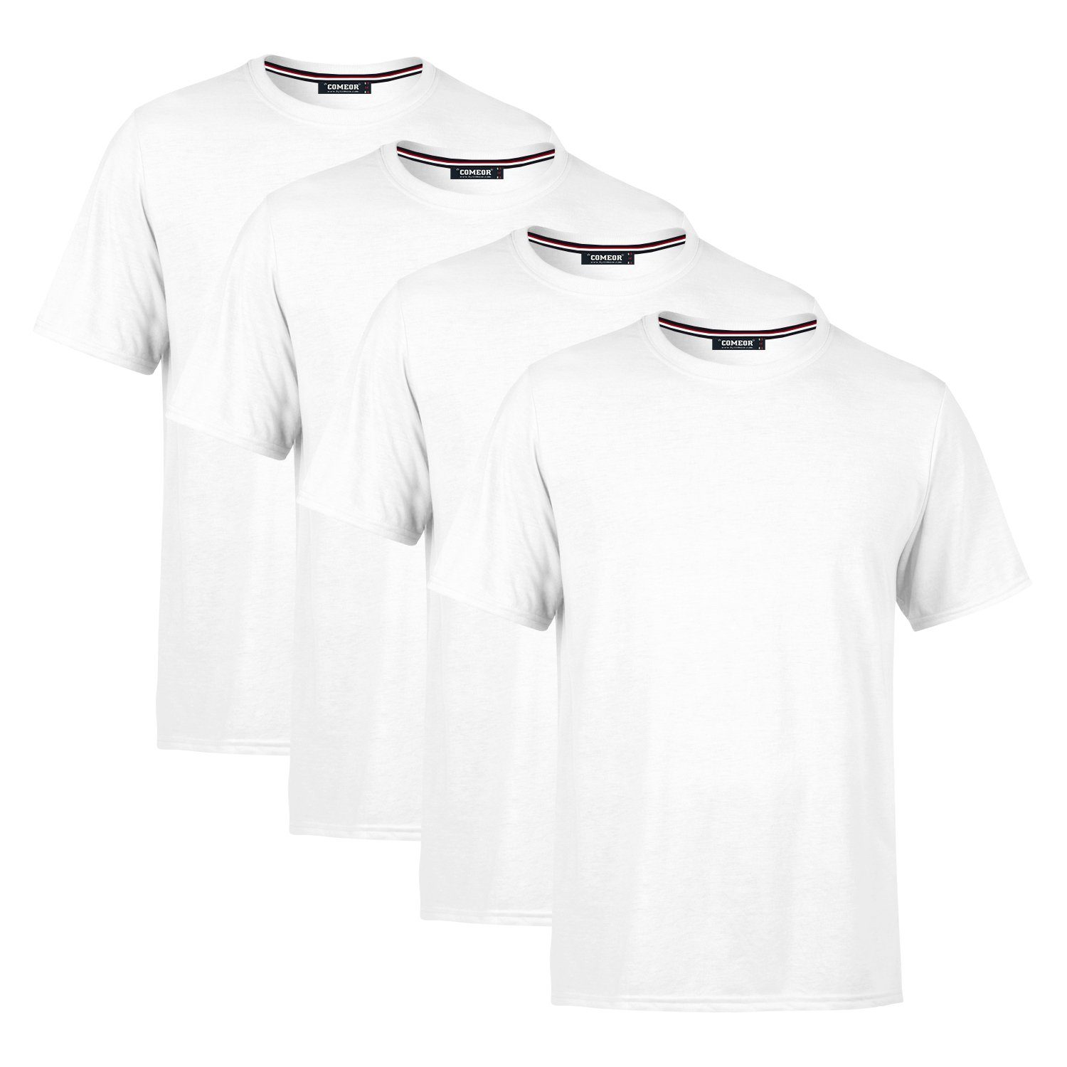 COMEOR T-Shirt Herren Basic T-Shirts Baumwolle (Packung, 4-tlg) mit gerader Ärmel Abschluss