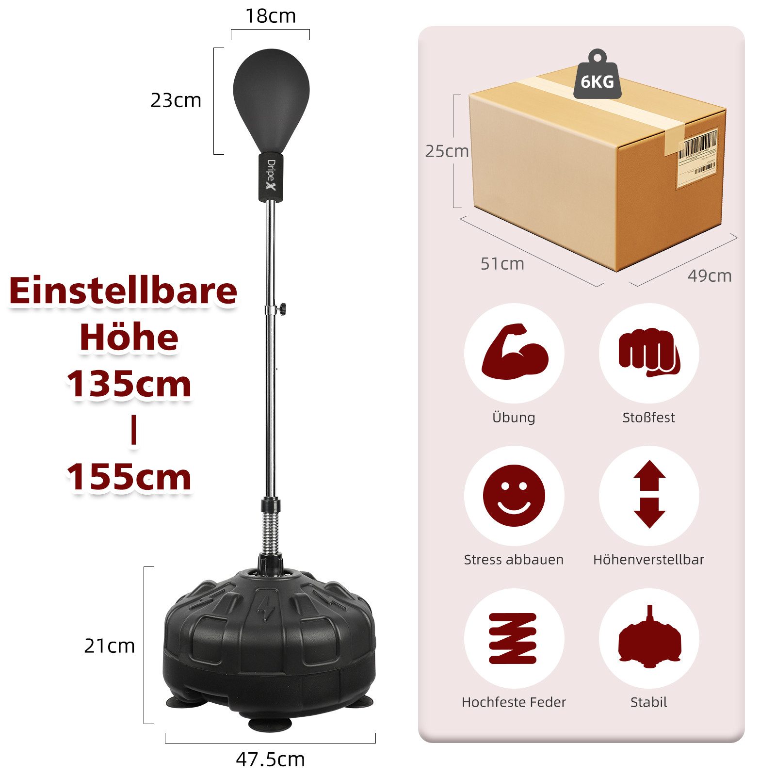 Dripex Punchingball Speedball Höhenverstellbarer Boxsack Trainingsball