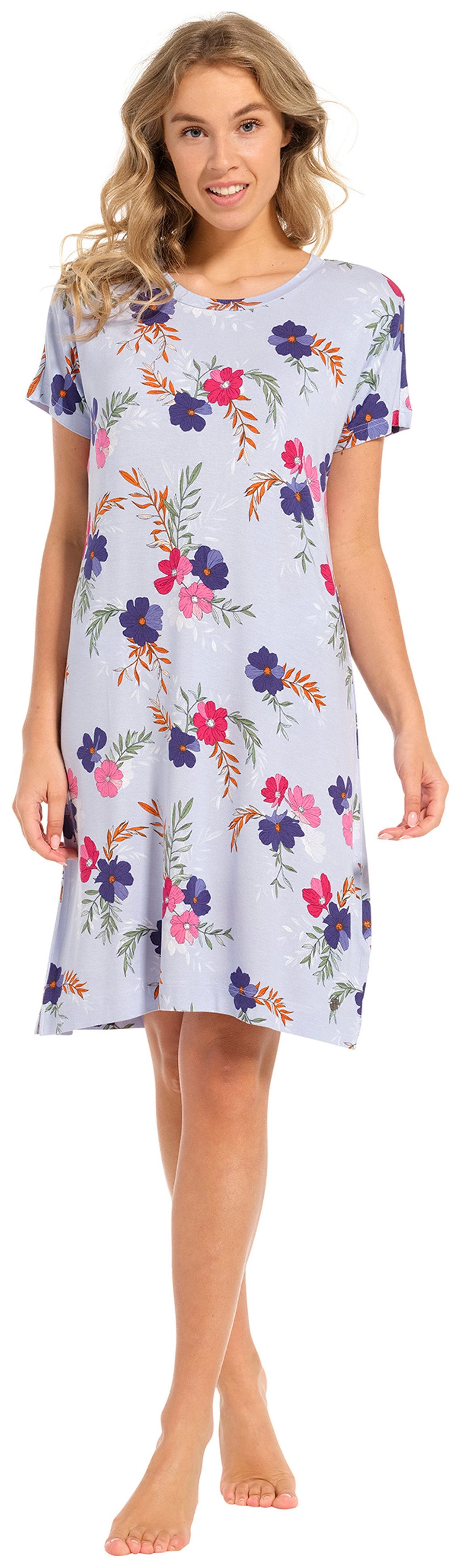 Nachthemd Sommerliches Damen Schlafshirt mit kurzem Arm