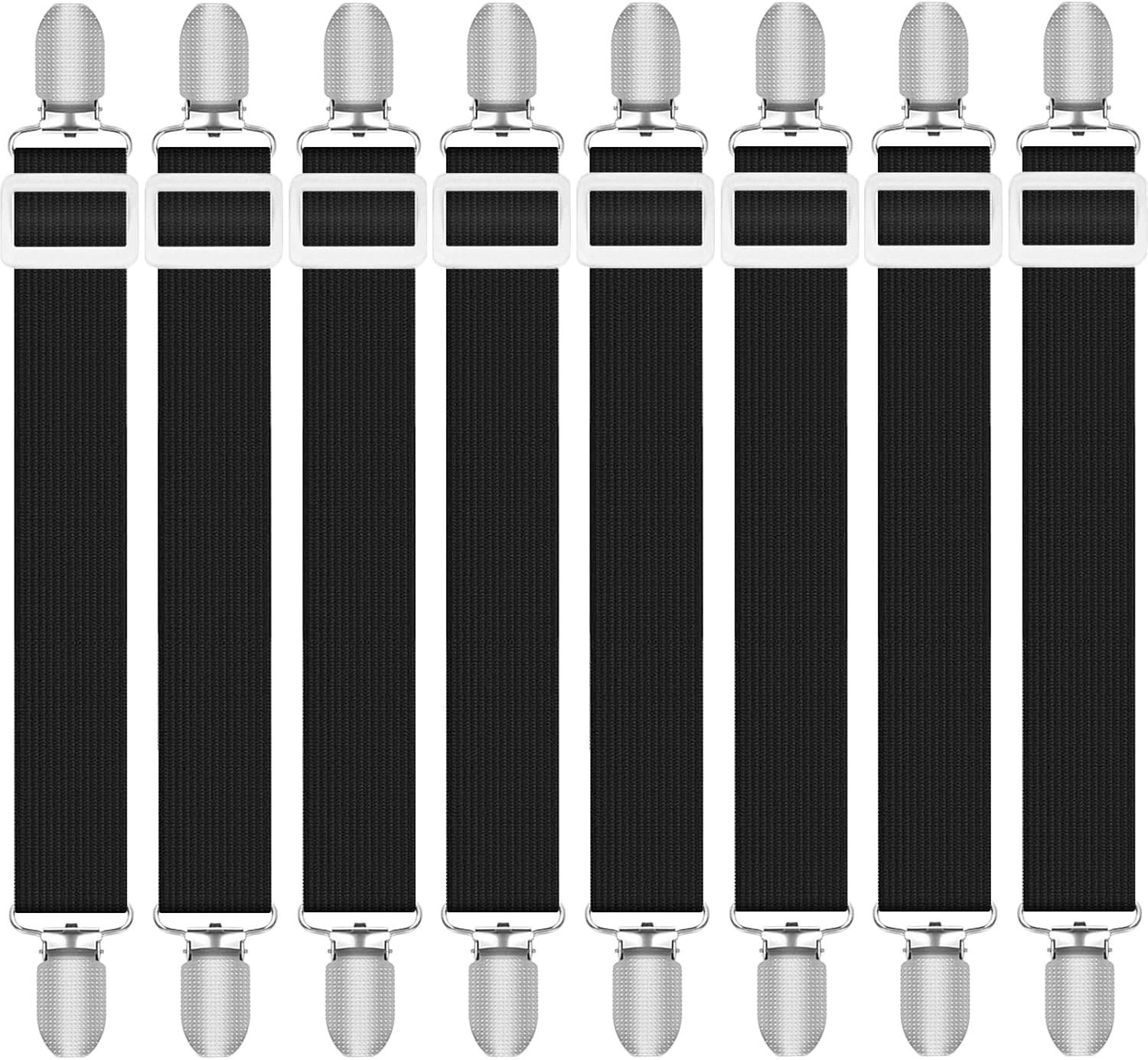 FELIXLEO Spannbettlaken 8 Stück Bettlakenspanner verstellbar elastisch mit Metallclips, (1 Stück)