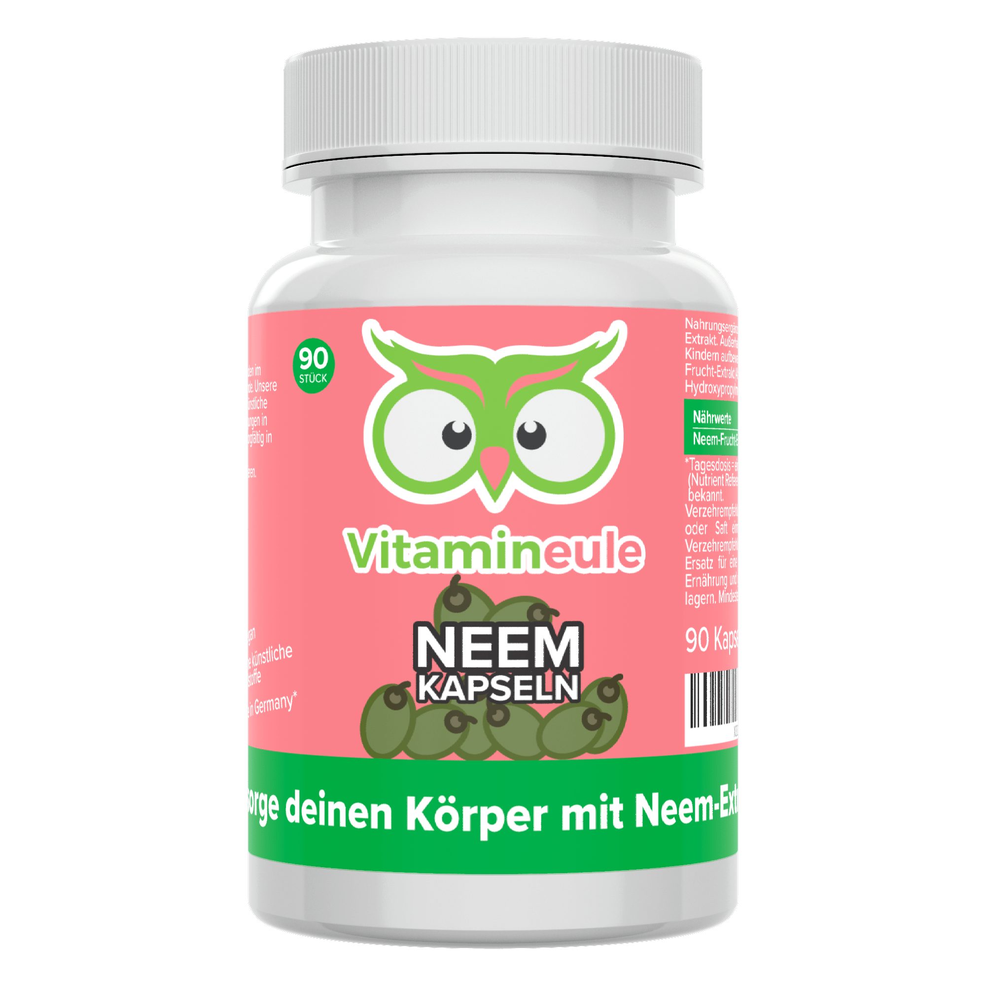 Neem Kapseln - Produktion in Deutschland - 400 mg 4:1 Frucht-Extrakt Kapsel