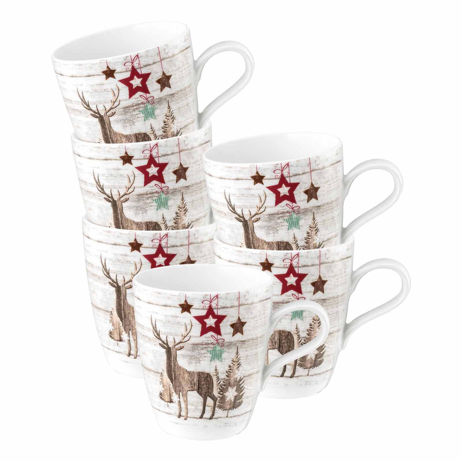 Seltmann Weiden Becher Life Christmas Henkelbecher 400 ml 6er Set, 6-tlg., Porzellan