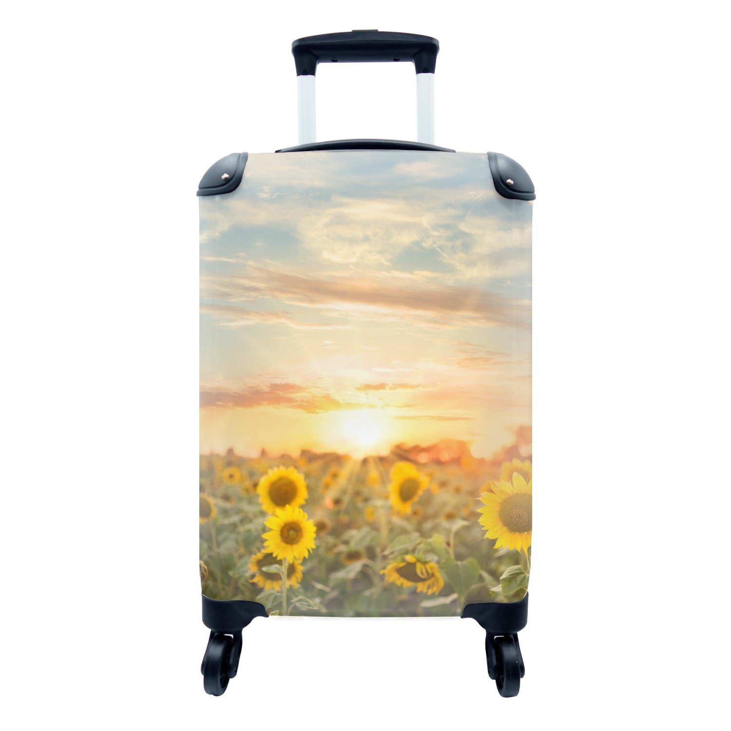 MuchoWow Handgepäckkoffer Sonnenblume - Sonne - Blumen, 4 Rollen, Reisetasche mit rollen, Handgepäck für Ferien, Trolley, Reisekoffer