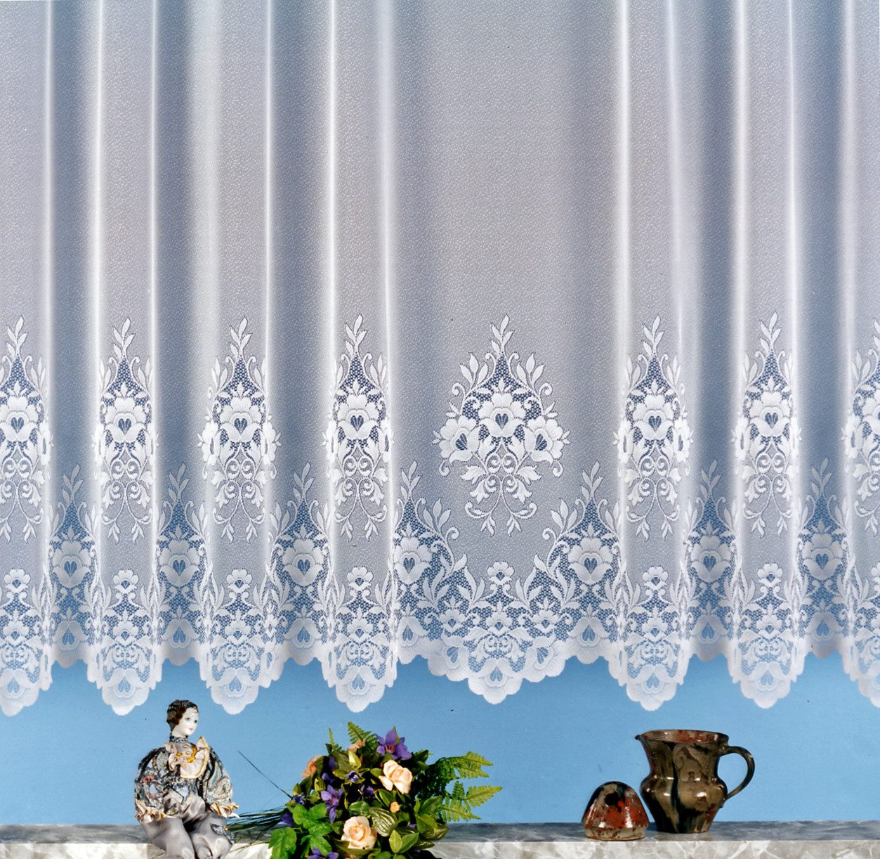 heimtexland Gardine Jacquard Store weiß Fensterdeko Blumen Fertigstore (1 S günstig online kaufen