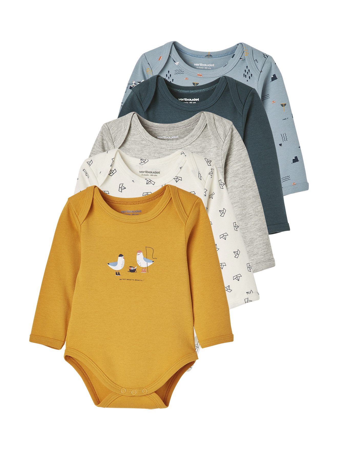 Kurzarmbody 5er-Pack Baby Langarm-Bodys, Schlupfform