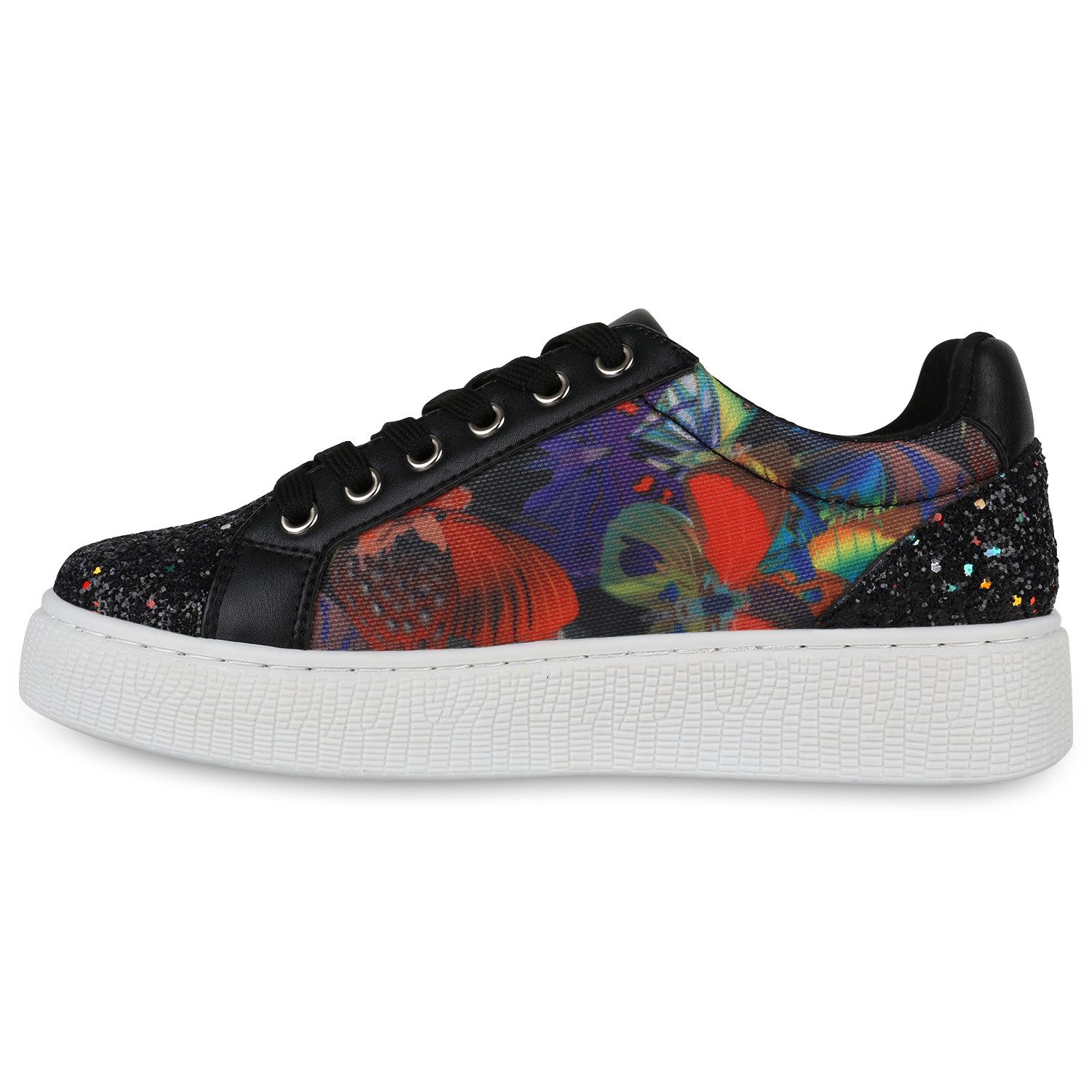 VAN HILL 822913 Plateausneaker Damen Plateau Sneaker Glitzer Freizeit Print günstig online kaufen