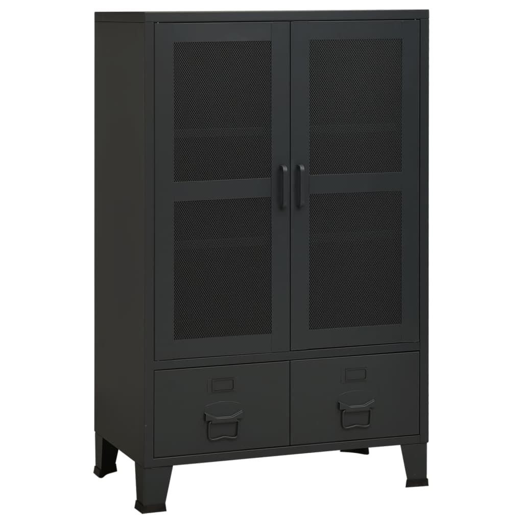 vidaXL Highboard NA Hochwertiges Highboard aus Metall für Wohnzimmer 70x40x115 cm Schwa