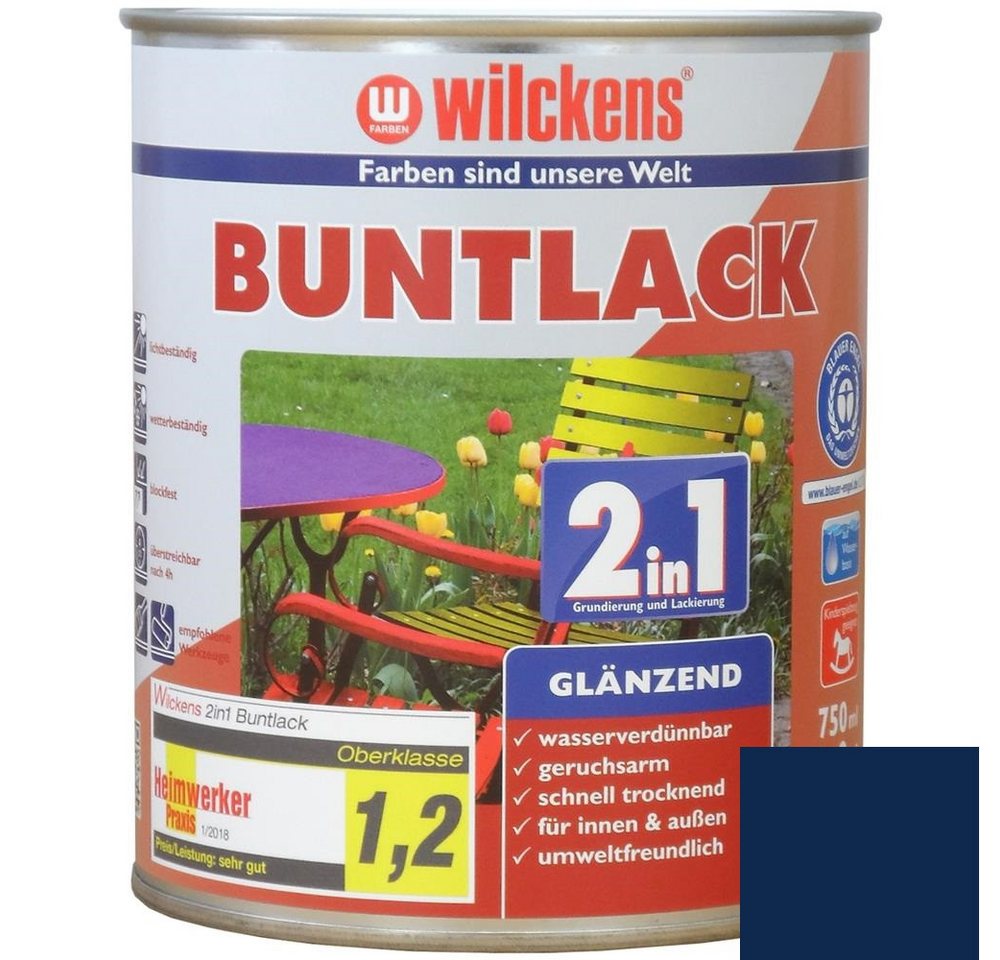 Thumbnail - Wilckens Farben Kunstharzlack Buntlack 2in1 Lack, Enzianblau RAL 5010, glänzend, 750 ml