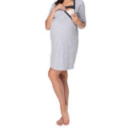 PeeKaBoo Umstandsnachthemd Bademantel Nachthemd Stillen Schwangerschaft 2tlg.