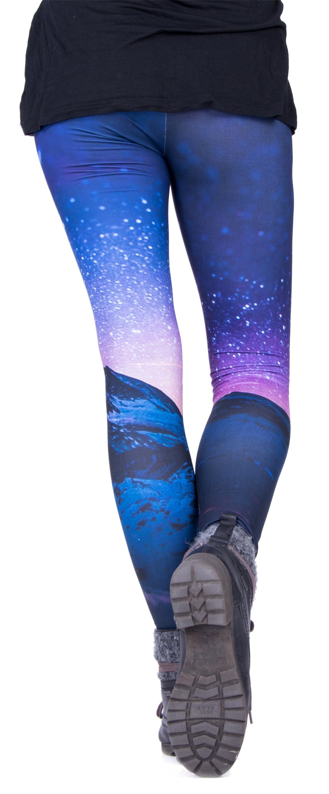 cosey Leggings Festival Leggings mit buntem Allover-Print, 2 Größen (XS–S & M–L) (36/M bis 40/L) Space Landscape