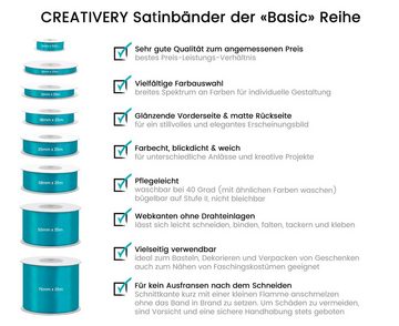 Creativery Satinband, Satinband 18mm x 25m Rolle Weiß