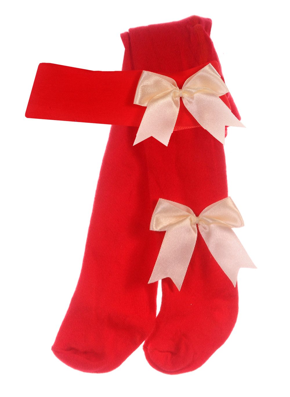 Strumpfhose Baby Set weihnachtlich in Rot gold Strumpfhose und Stirnband