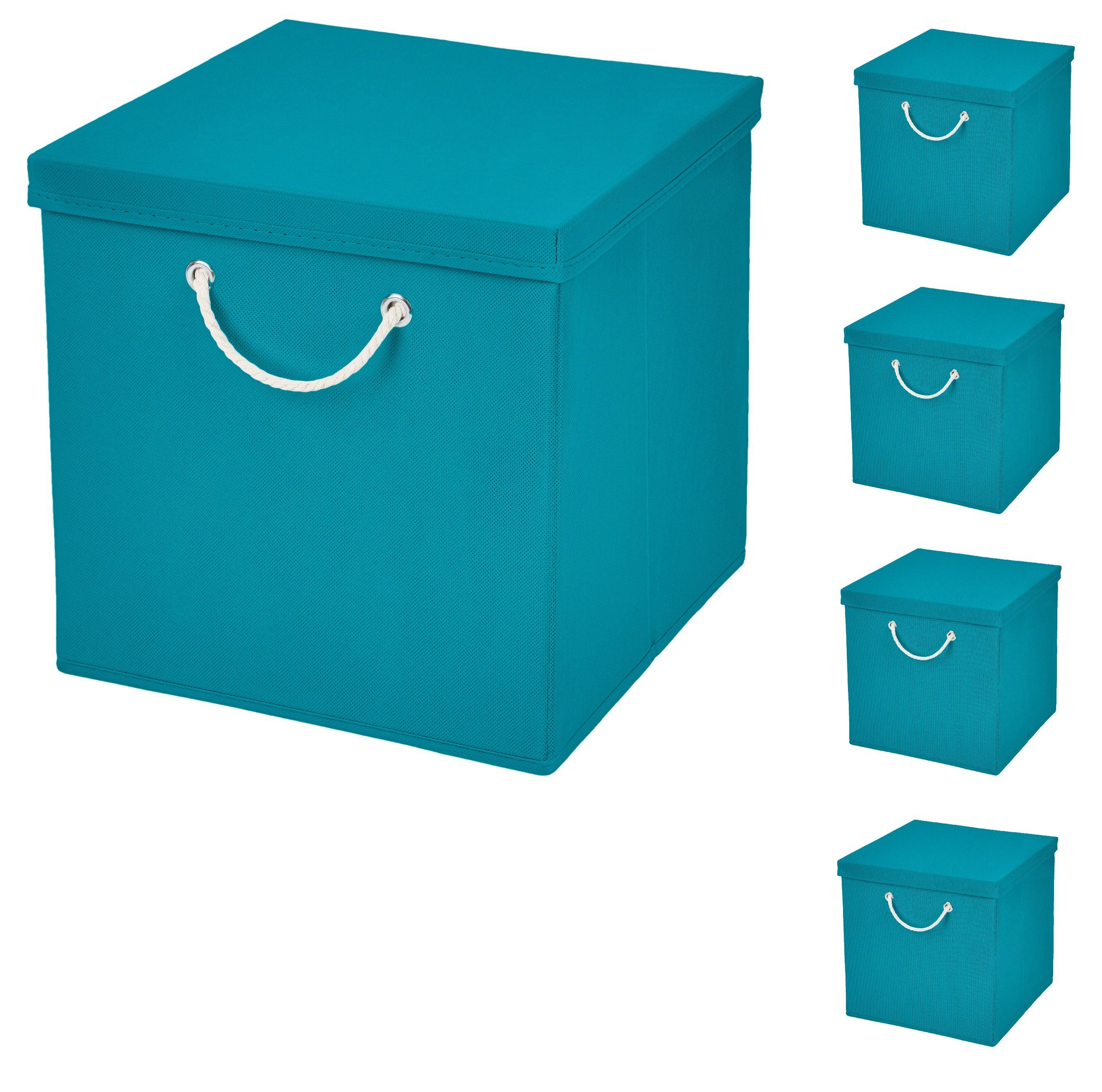 StickandShine Faltbox 5x Faltkiste 30x30x30 cm Aufbewahrungsbox Regalbox in verschiedenen Farben (5 Stück 30x30x30) moderne Faltbox Maritim mit Kordel 30cm