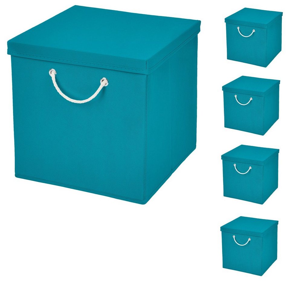 StickandShine Faltbox 5x Faltkiste 30x30x30 cm Aufbewahrungsbox Regalbox in  verschiedenen Farben (5 Stück 30x30x30) moderne Faltbox Maritim mit Kordel  30cm