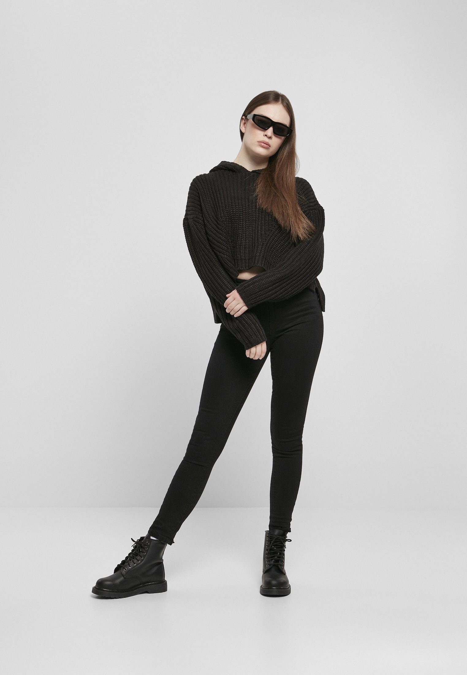 URBAN CLASSICS Kapuzenpullover Hoody Ladies Oversized (1-tlg) Damen Sweater black